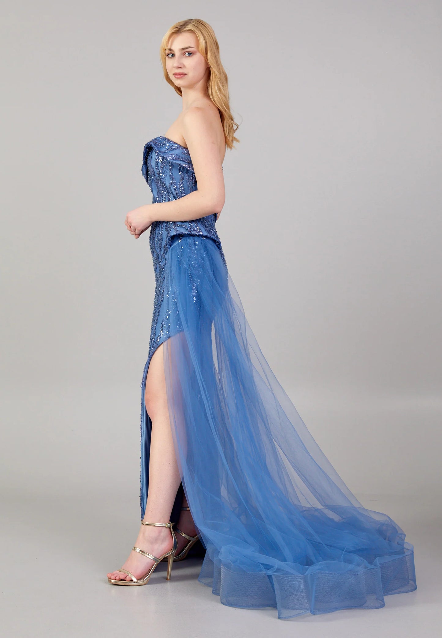 Off Shoulder Regular Maxi Tulle Column Wedding Guest Dress Unit Price: $76.00