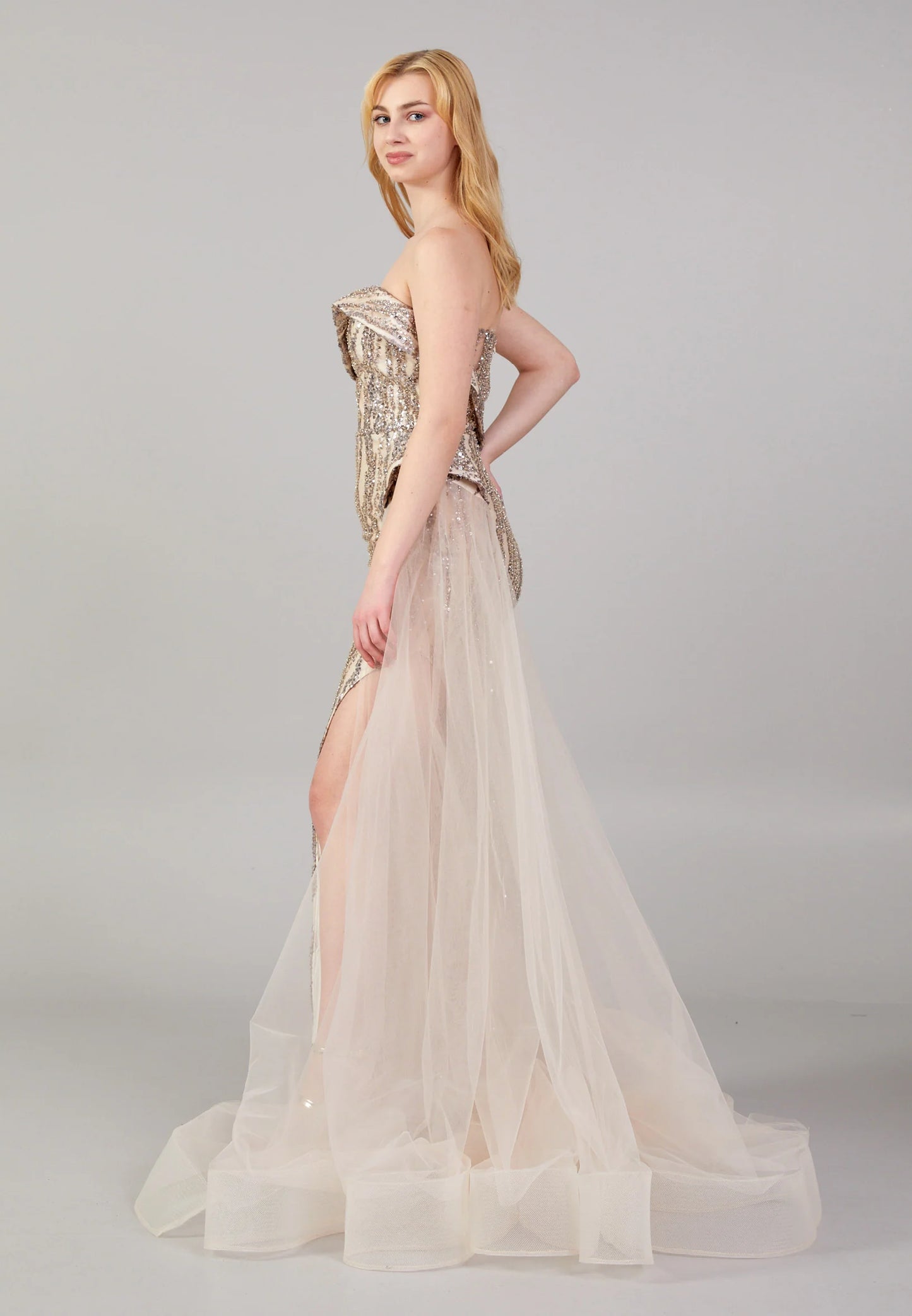 Off Shoulder Maxi Tulle Column Regular Wedding Guest Dress Unit Price: $76.00