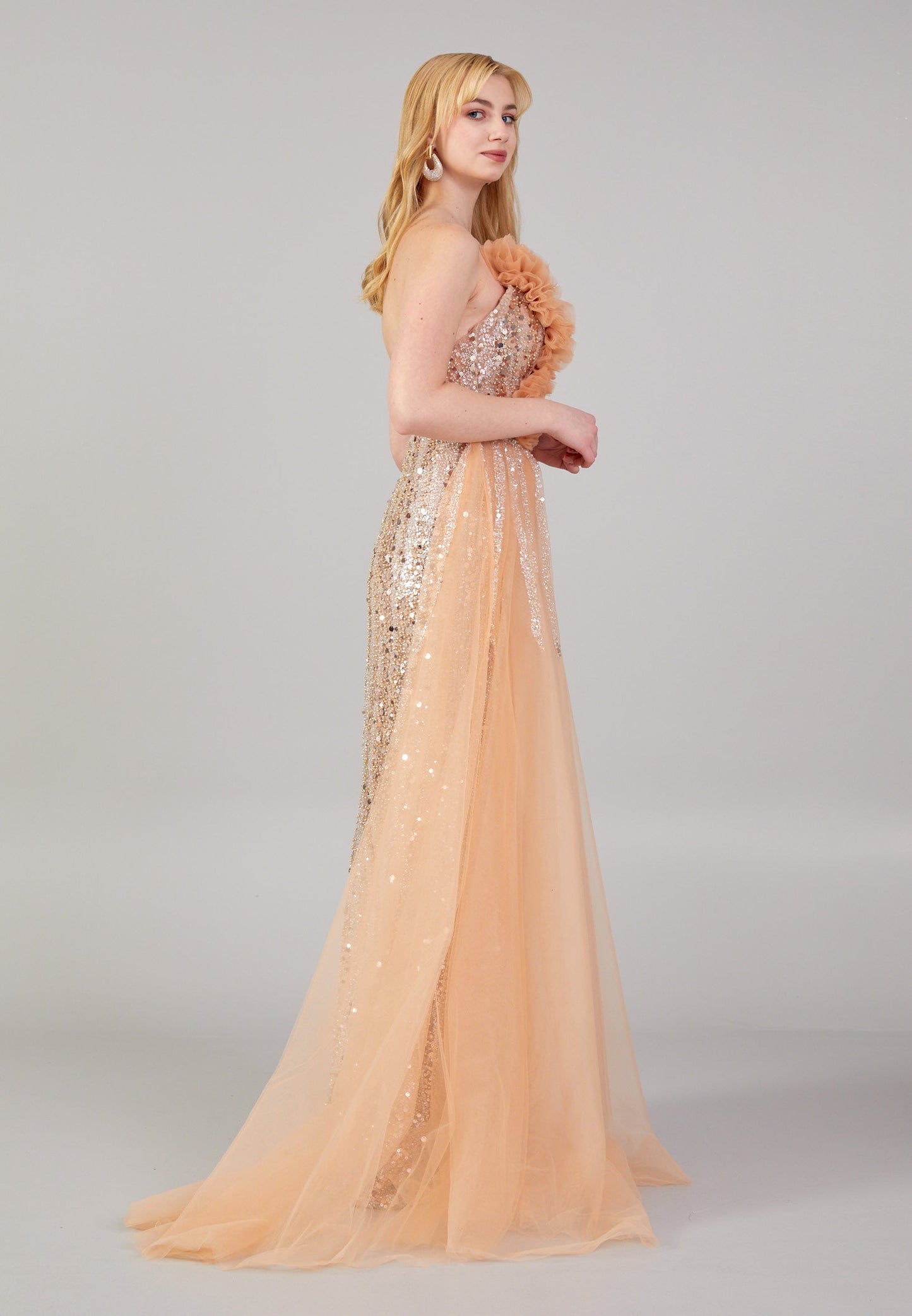 Strapless Maxi Sequin Mermaid Regular Wedding Guest Dress Gold - Unit Price: 280$