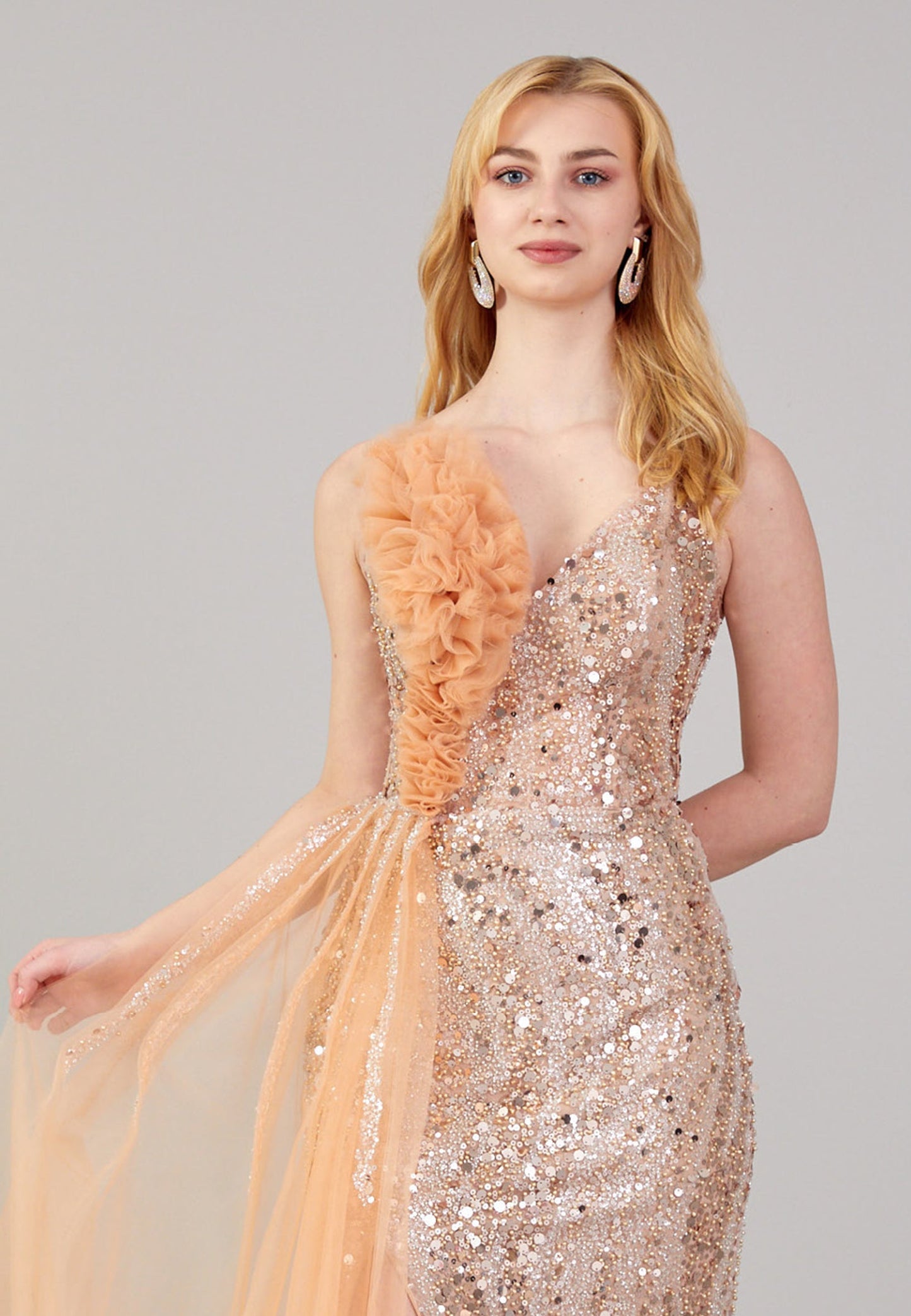 Strapless Maxi Sequin Mermaid Regular Wedding Guest Dress Gold - Unit Price: 280$