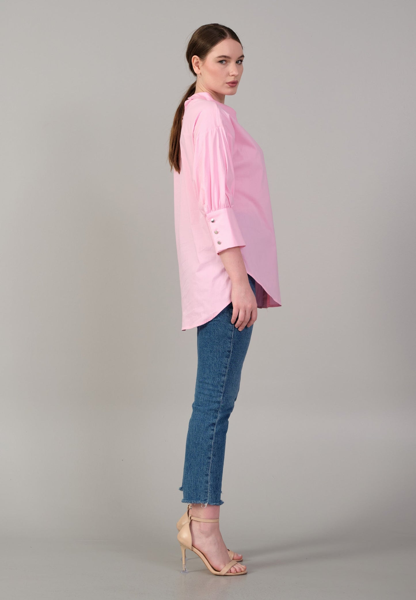 Mid-Length Solid Color Regular Tunic Pink - Unit Price: 19$