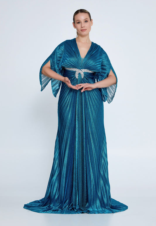 Mid-Length Maxi Chiffon Mermaid Plus Size Wedding Guest Dress Blue - Unit Price: 120$