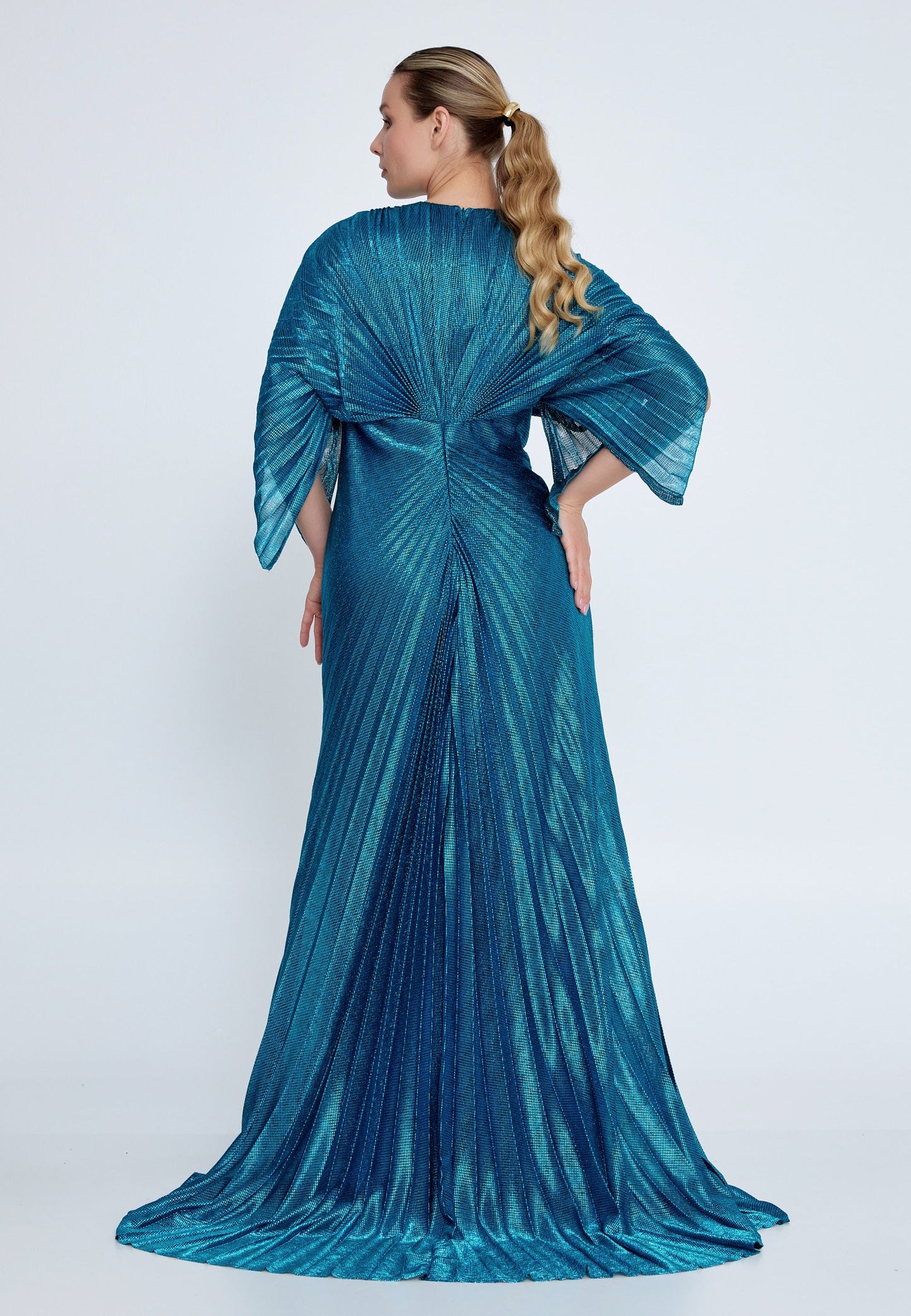 Mid-Length Maxi Chiffon Mermaid Plus Size Wedding Guest Dress Blue - Unit Price: 120$