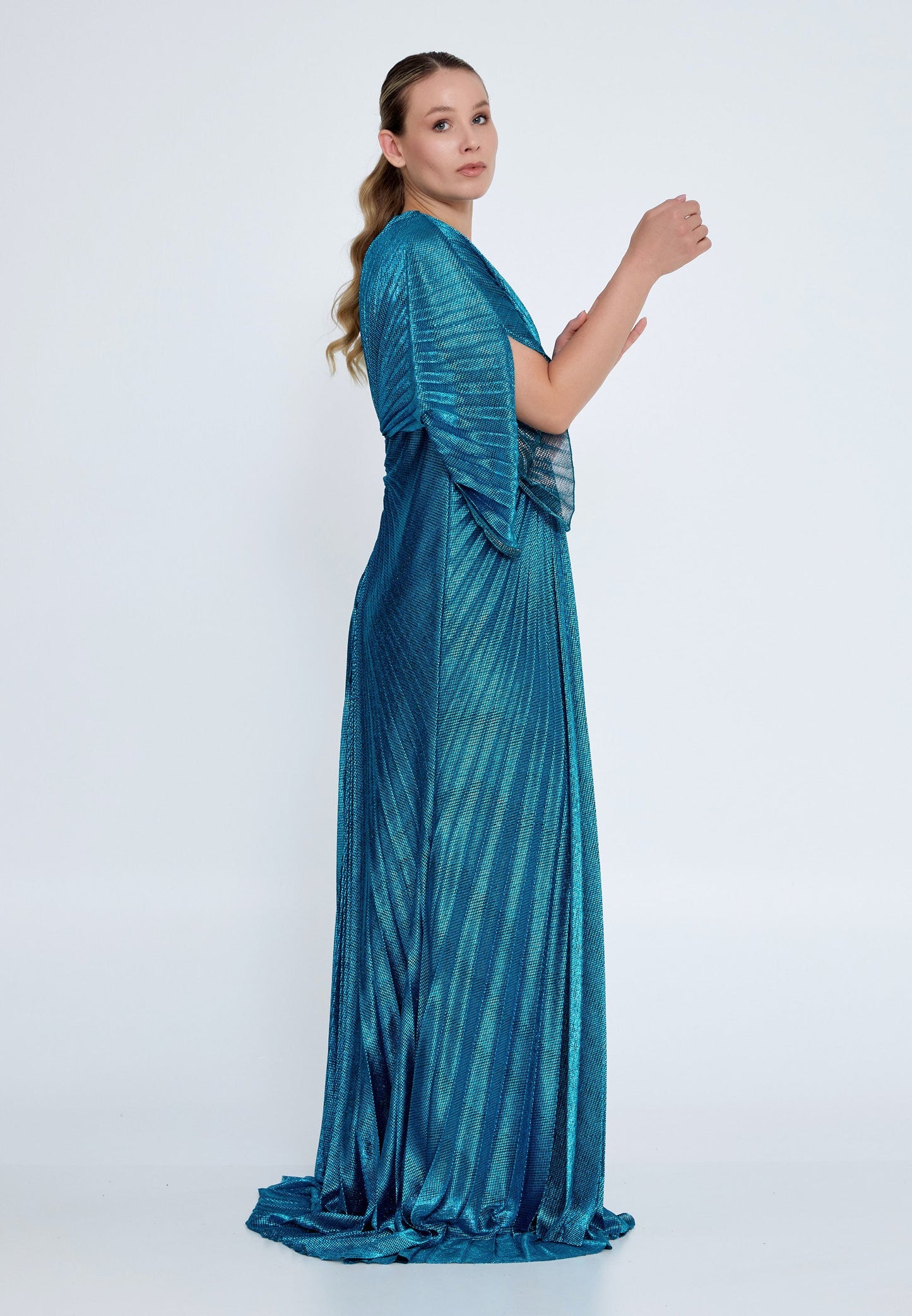 Mid-Length Maxi Chiffon Mermaid Plus Size Wedding Guest Dress Blue - Unit Price: 120$