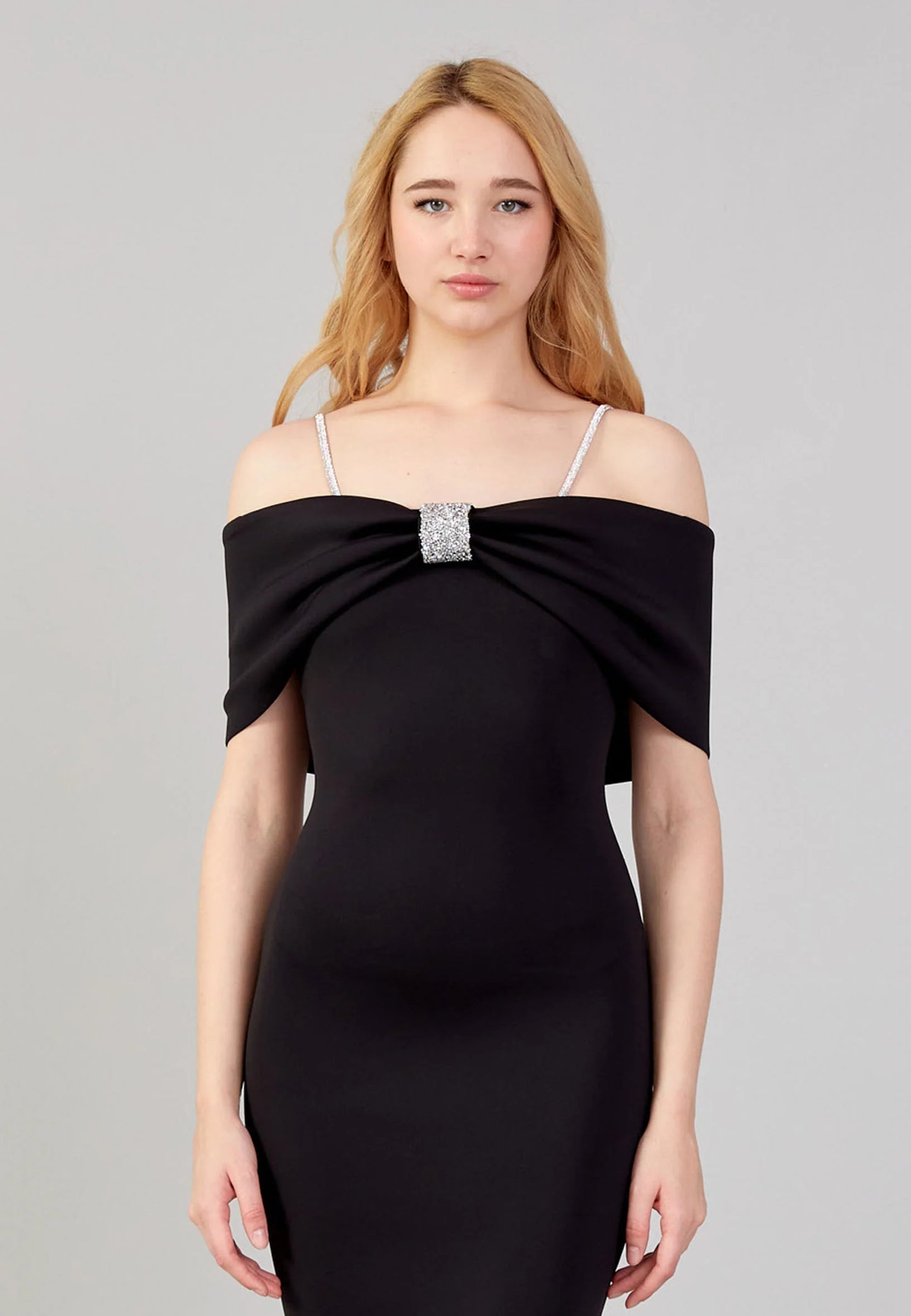 Off Shoulder Midi Lycra Column Regular Evening Dress Unit Price: $48.00