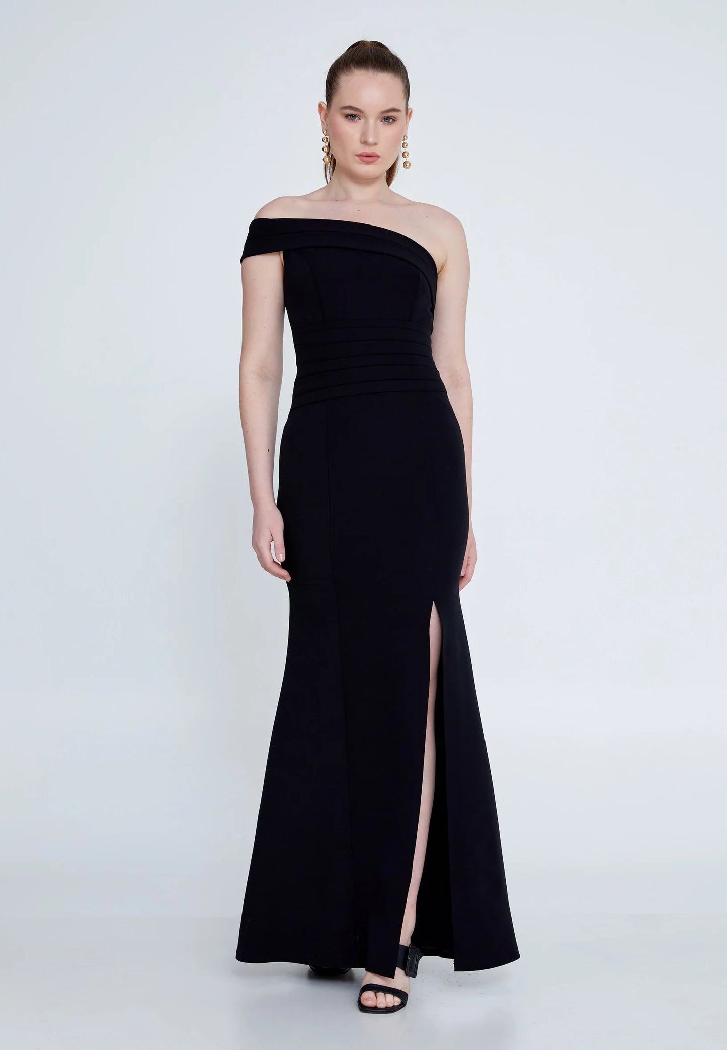 One Shoulder Maxi Crepe Mermaid Regular Wedding Guest Dress Unit Price: $62.00