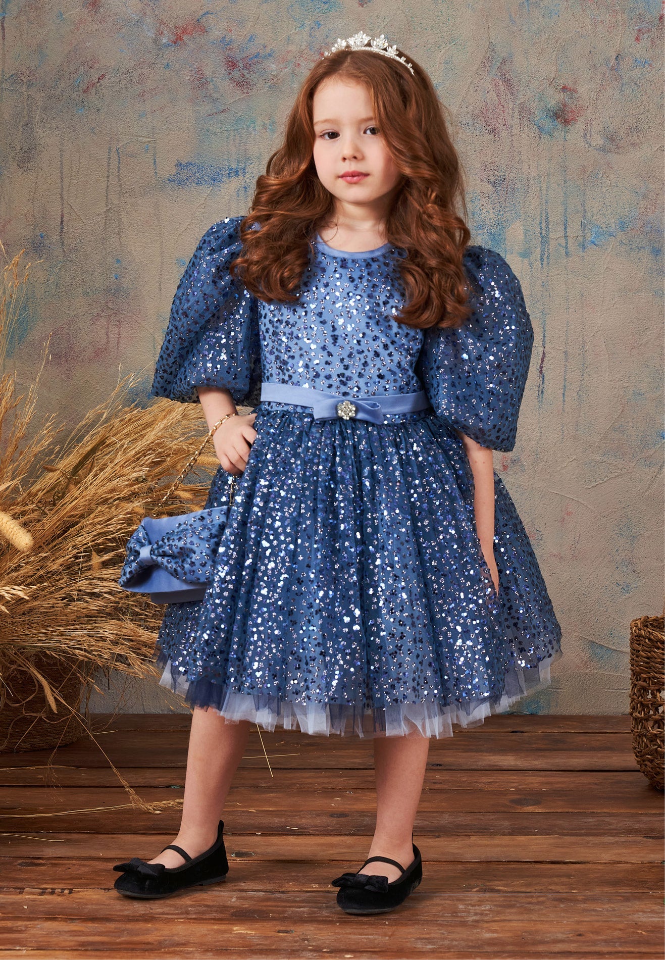 Baby Girl Mid-Length Tulle Solid Color A - Line 5 - 11 Ages Special Occasion Dress Blue - Unit Price:45$