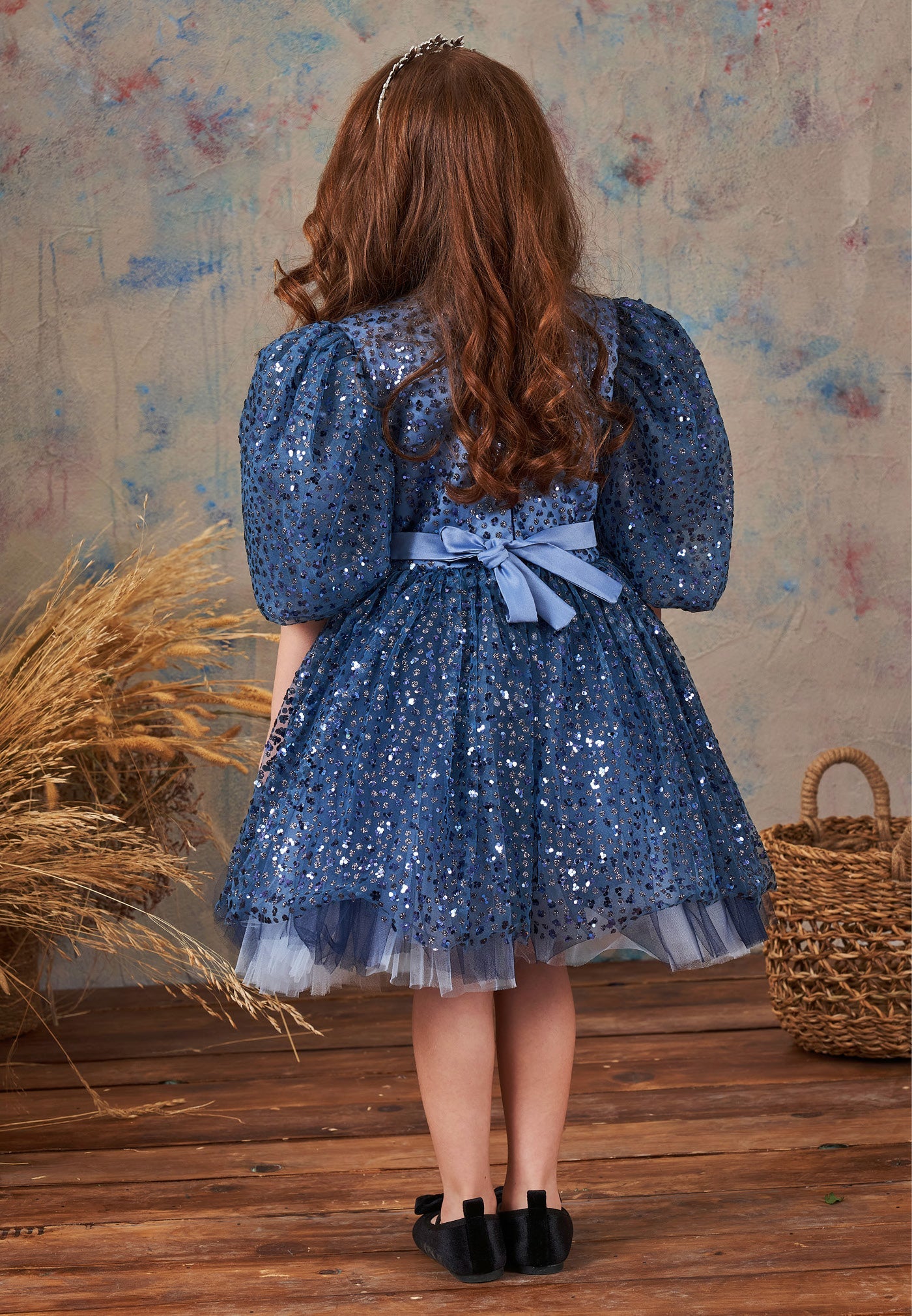 Baby Girl Mid-Length Tulle Solid Color A - Line 5 - 11 Ages Special Occasion Dress Blue - Unit Price:45$