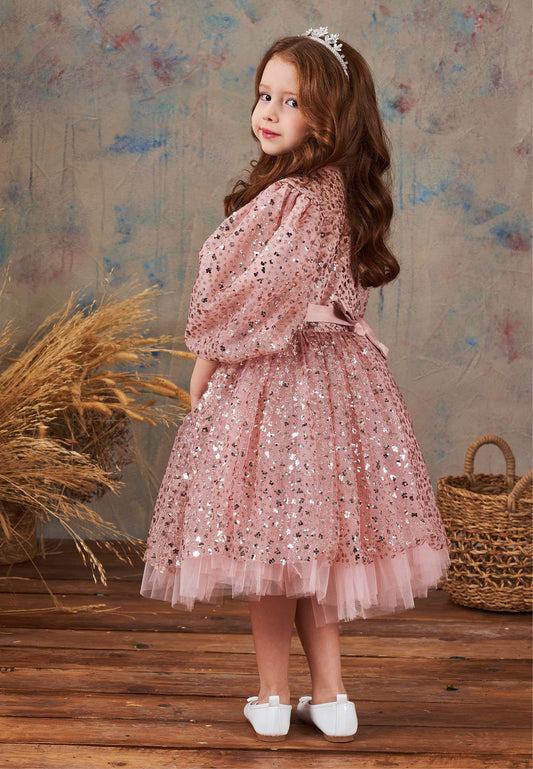 Baby Girl Mid-Length Tulle Solid Color A - Line 5 - 11 Ages Special Occasion Dress Pink - Unit Price: 45$