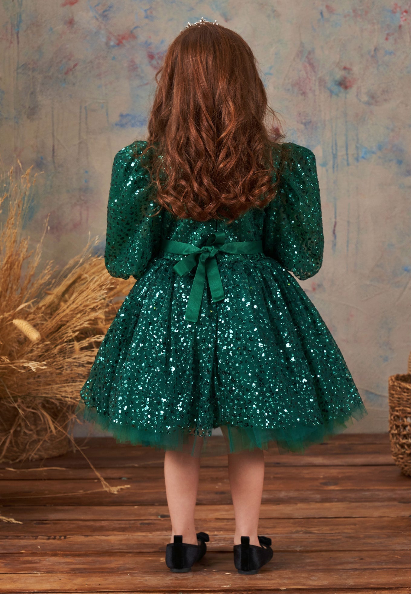 Baby Girl Mid-Length Tulle Solid Color A - Line 5 - 11 Ages Special Occasion Dress Green - Unit Price: 45$