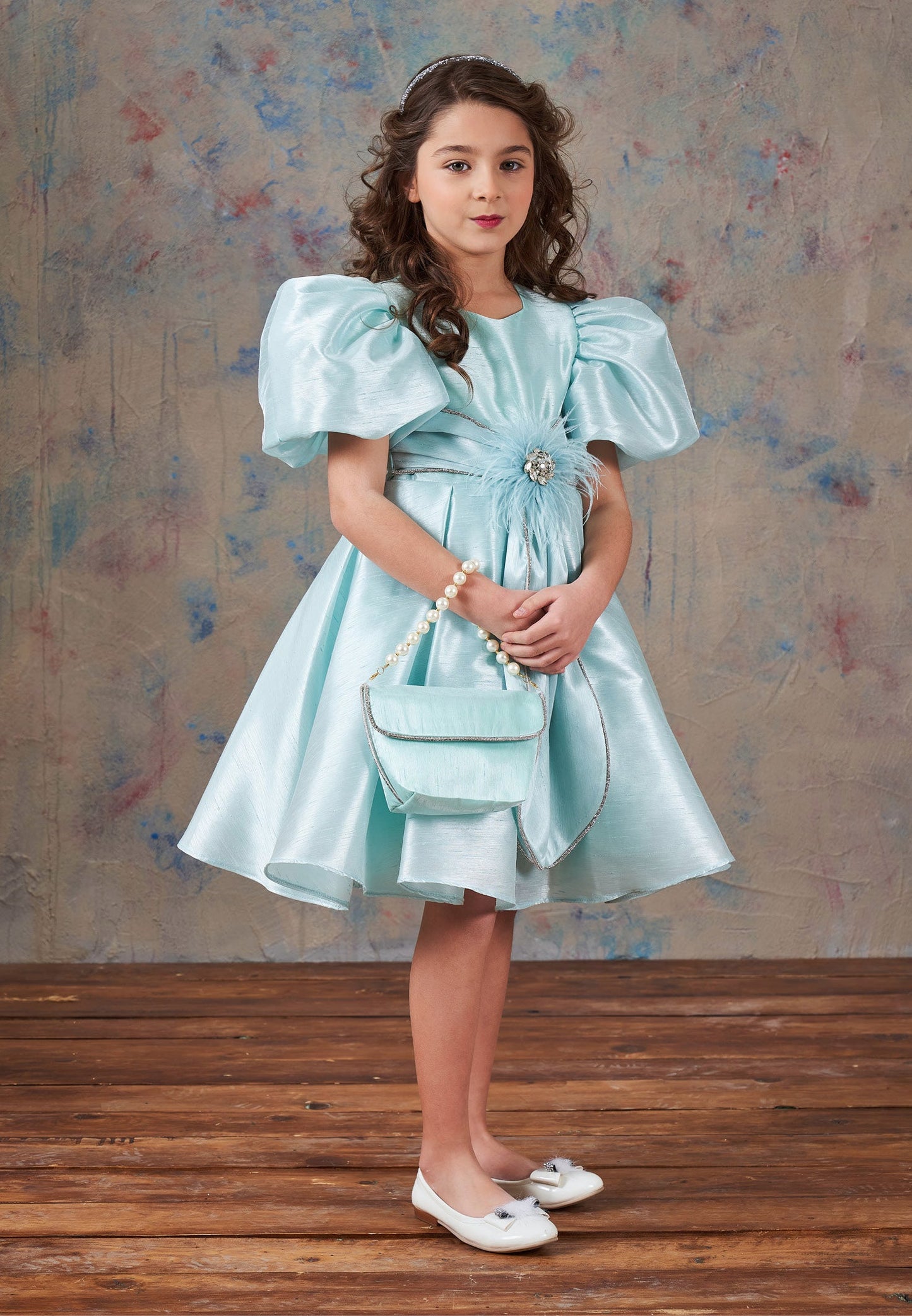 Baby Girl Short Sleeve Polyester Solid Color A - Line 3 - 10 Ages Special Occasion Dress Blue - Unit Price: 69$