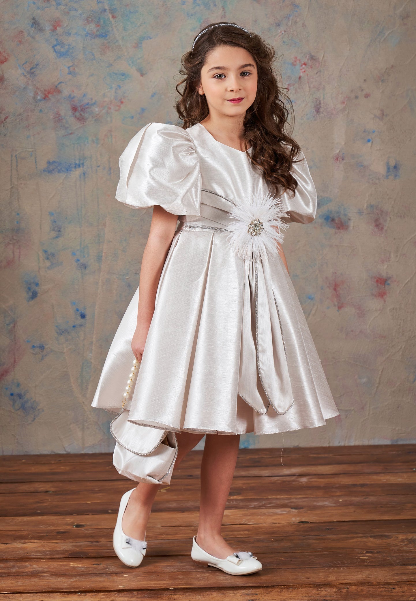 Baby Girl Short Sleeve Polyester Solid Color A - Line 3 - 10 Ages Special Occasion Dress Grey - Unit Price: 69$