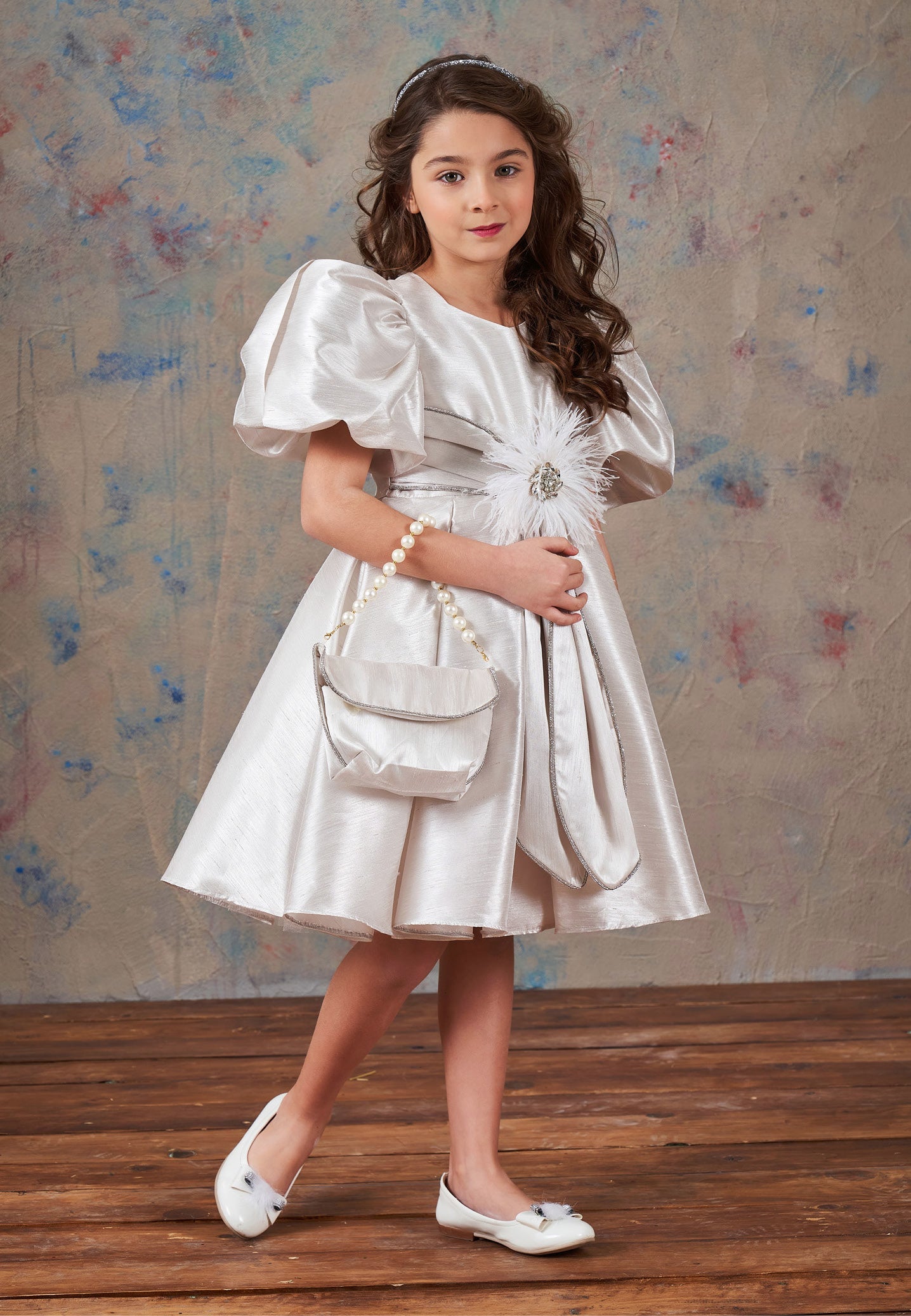 Baby Girl Short Sleeve Polyester Solid Color A - Line 3 - 10 Ages Special Occasion Dress Grey - Unit Price: 69$