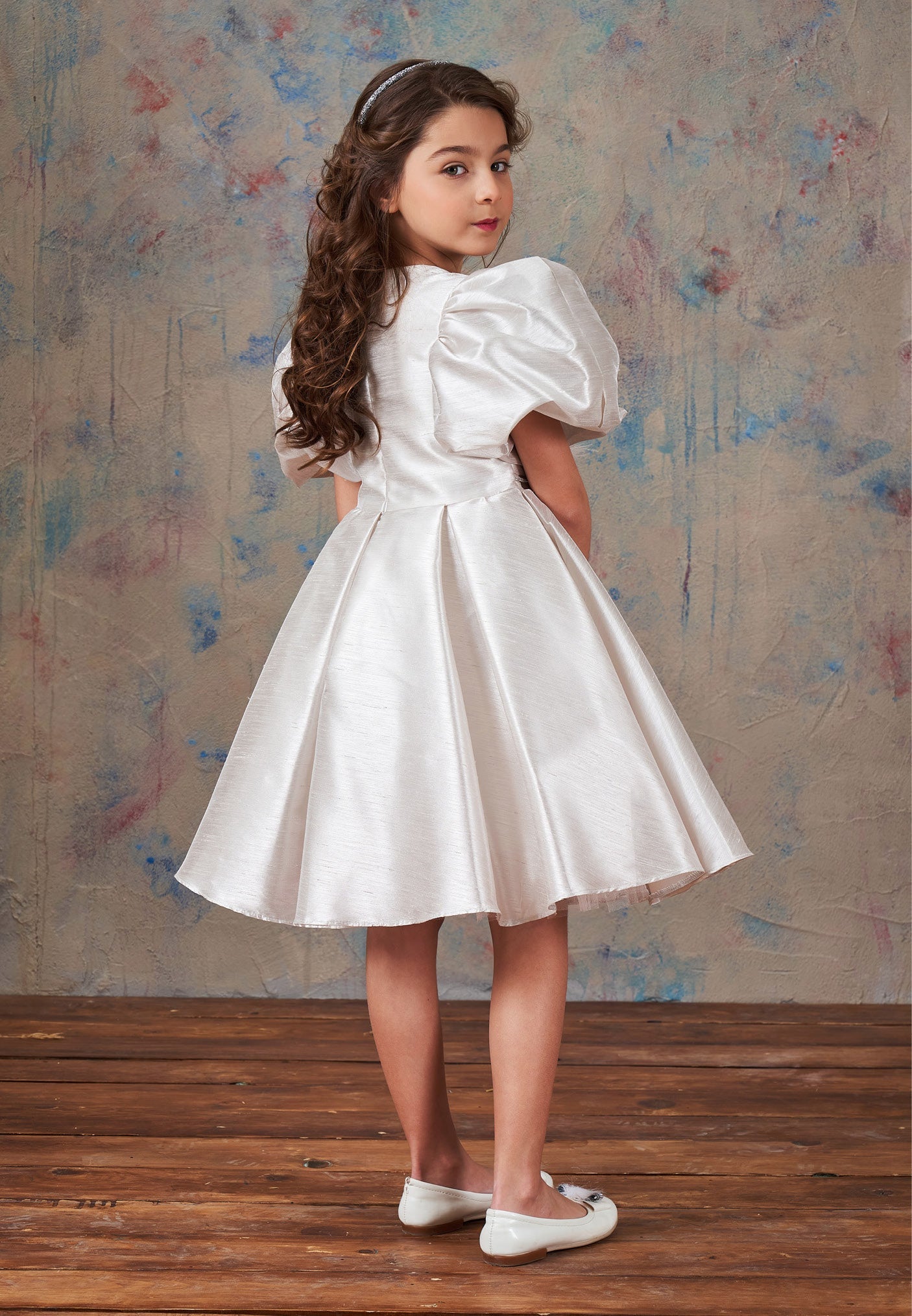 Baby Girl Short Sleeve Polyester Solid Color A - Line 3 - 10 Ages Special Occasion Dress Grey - Unit Price: 69$