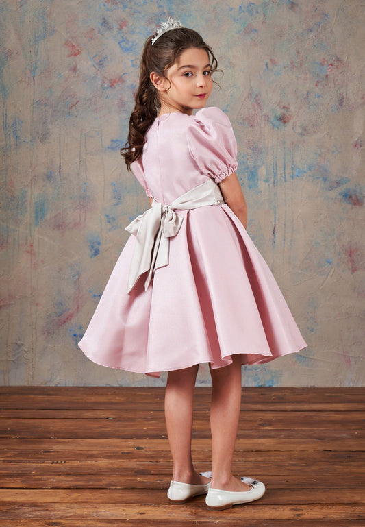 Baby Girl Short Sleeve Polyester Solid Color A - Line 4 - 10 Ages Special Occasion Dress Powder Pink - Unit Price: 63$