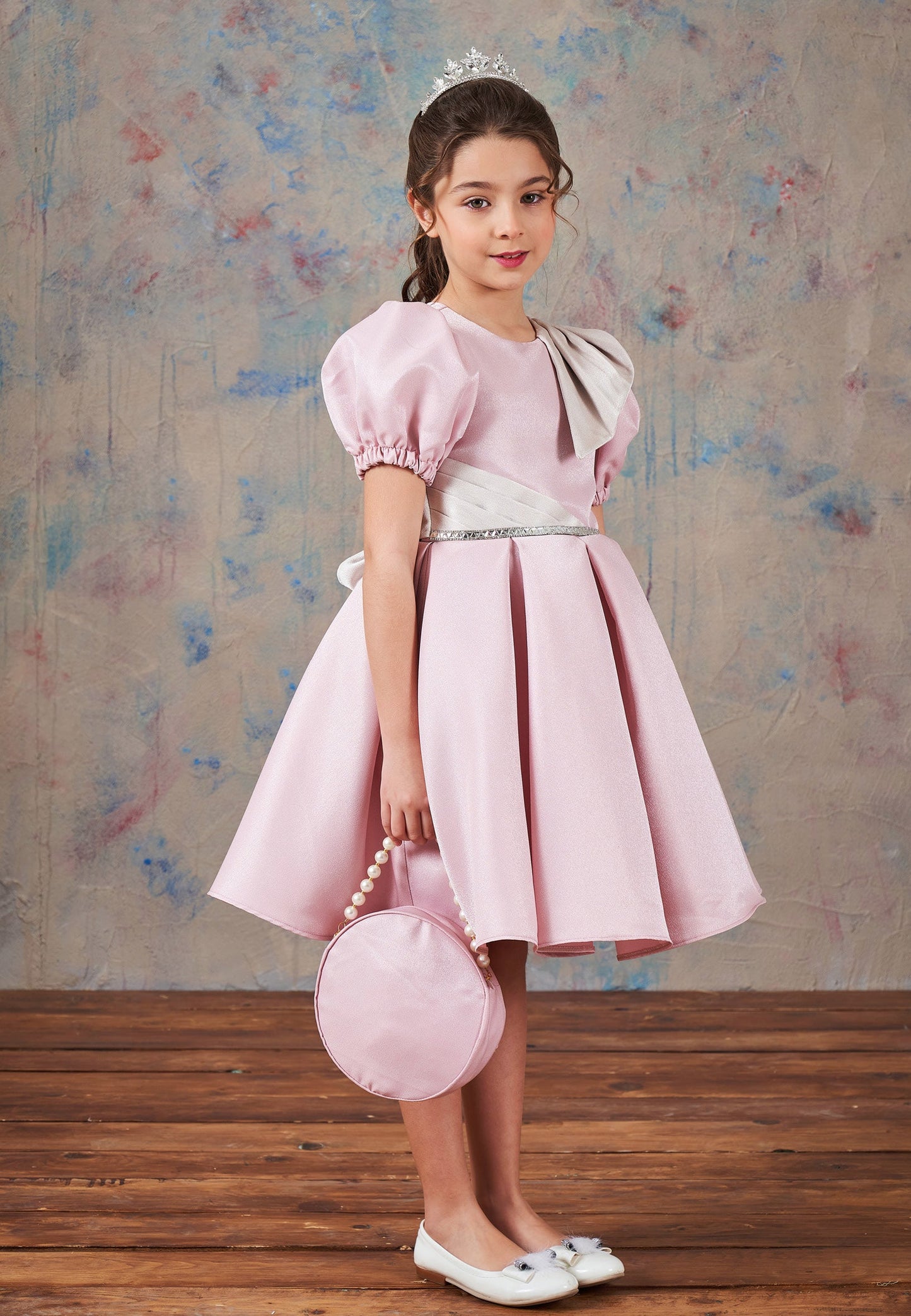 Baby Girl Short Sleeve Polyester Solid Color A - Line 4 - 10 Ages Special Occasion Dress Powder Pink - Unit Price: 63$