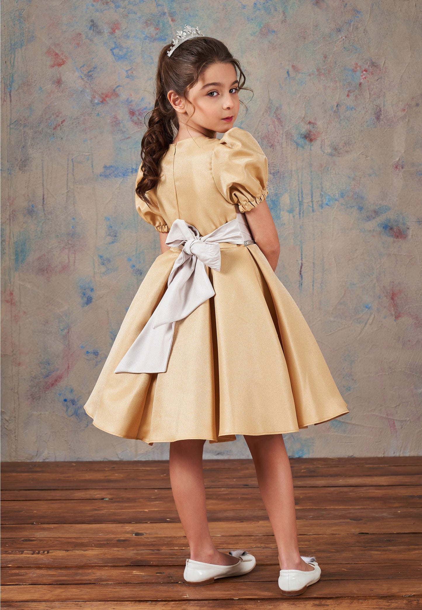 Baby Girl Short Sleeve Polyester Solid Color A - Line 4 - 10 Ages Special Occasion Dress Yellow - Unit Price:63$