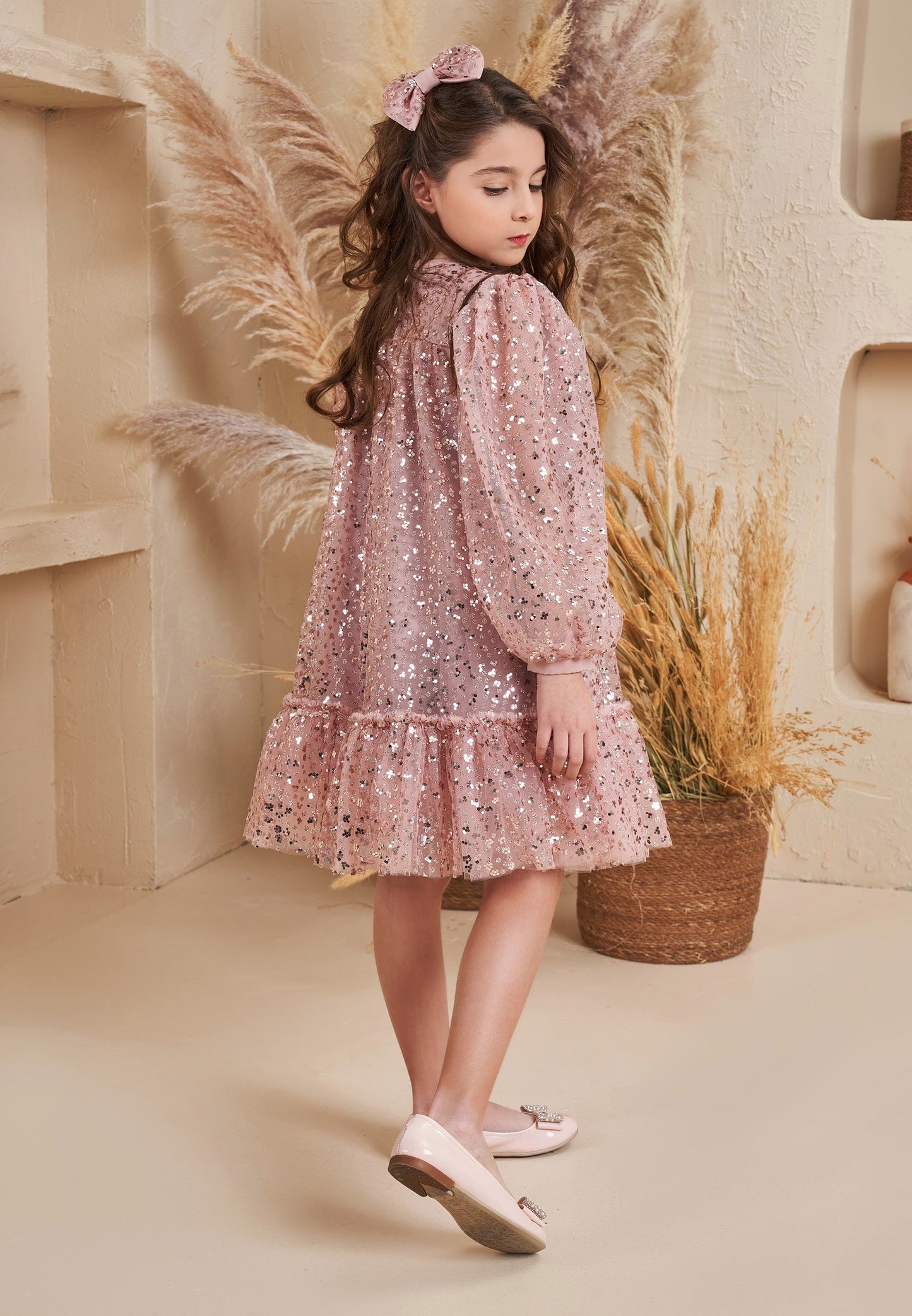 Baby Girl Long Sleeve Tulle Solid Color A - Line 4 - 8 Ages Special Occasion Dress Pink - Unit Price: 43$