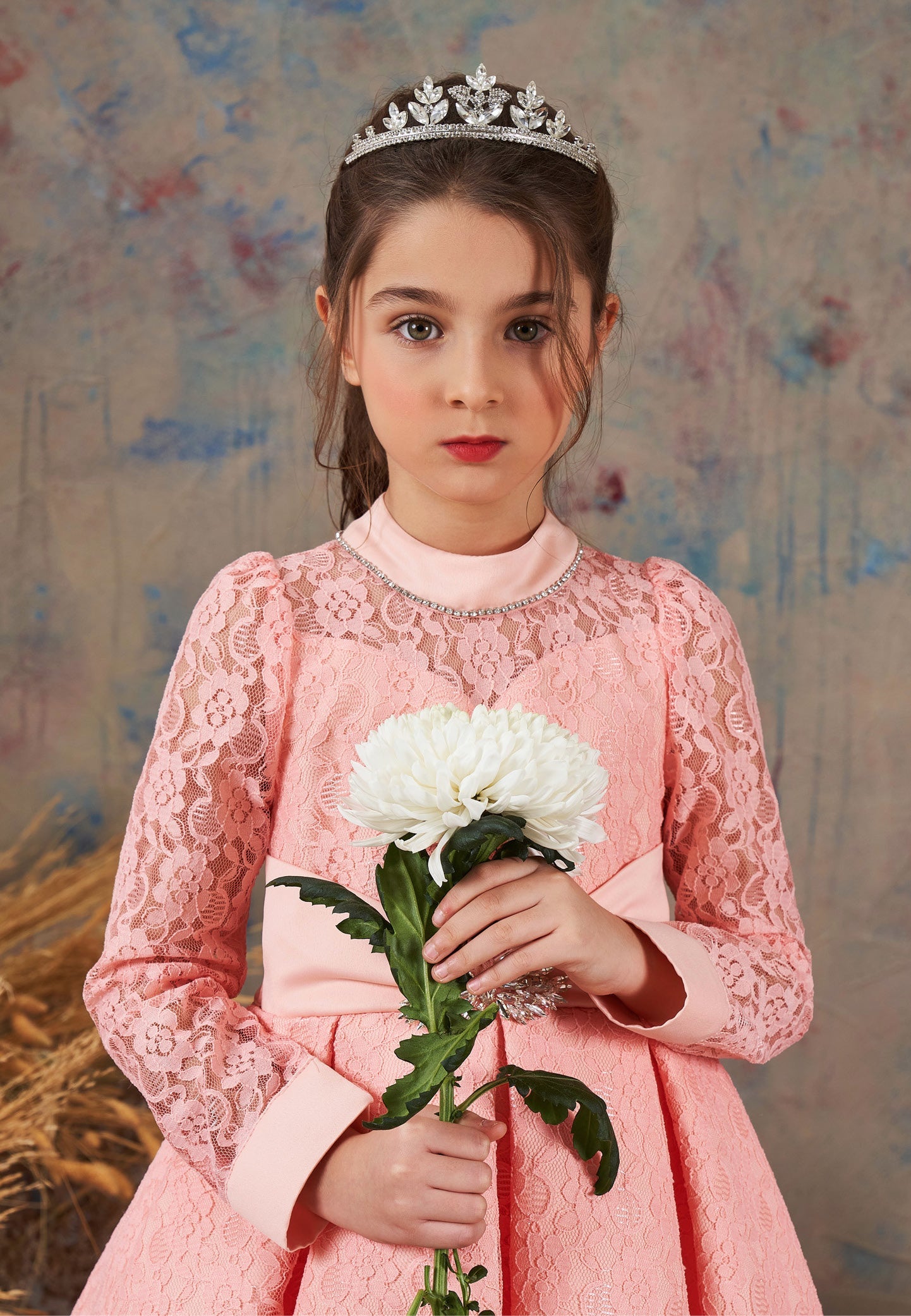 Baby Girl Long Sleeve Lace Lacy A - Line 4 - 8 Ages Special Occasion Dress Pink - Unit Price: 69$