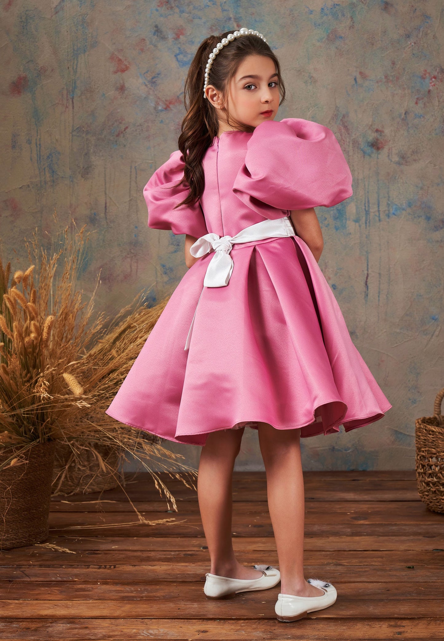 Baby Girl Short Sleeve Polyester Solid Color A - Line 4 - 10 Ages Special Occasion Dress Fuchsia - Unit Price: 65$