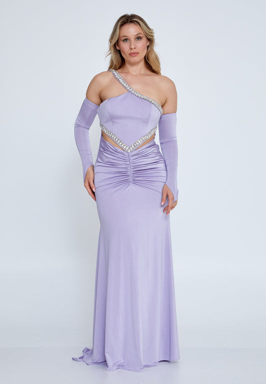 Off Shoulder Maxi Lycra Mermaid Plus Size Wedding Guest Dress Lilac - Unit Price: 94$