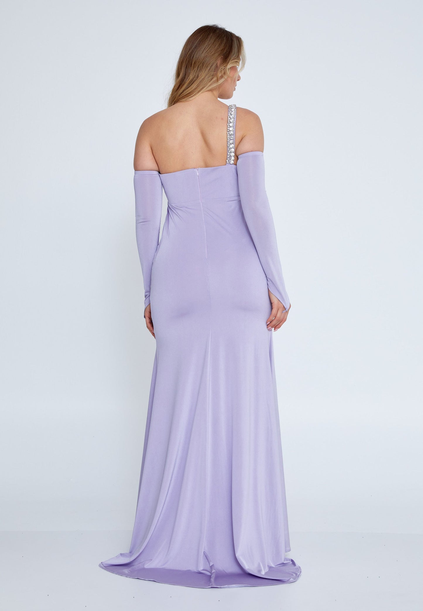 Off Shoulder Maxi Lycra Mermaid Plus Size Wedding Guest Dress Lilac - Unit Price: 94$