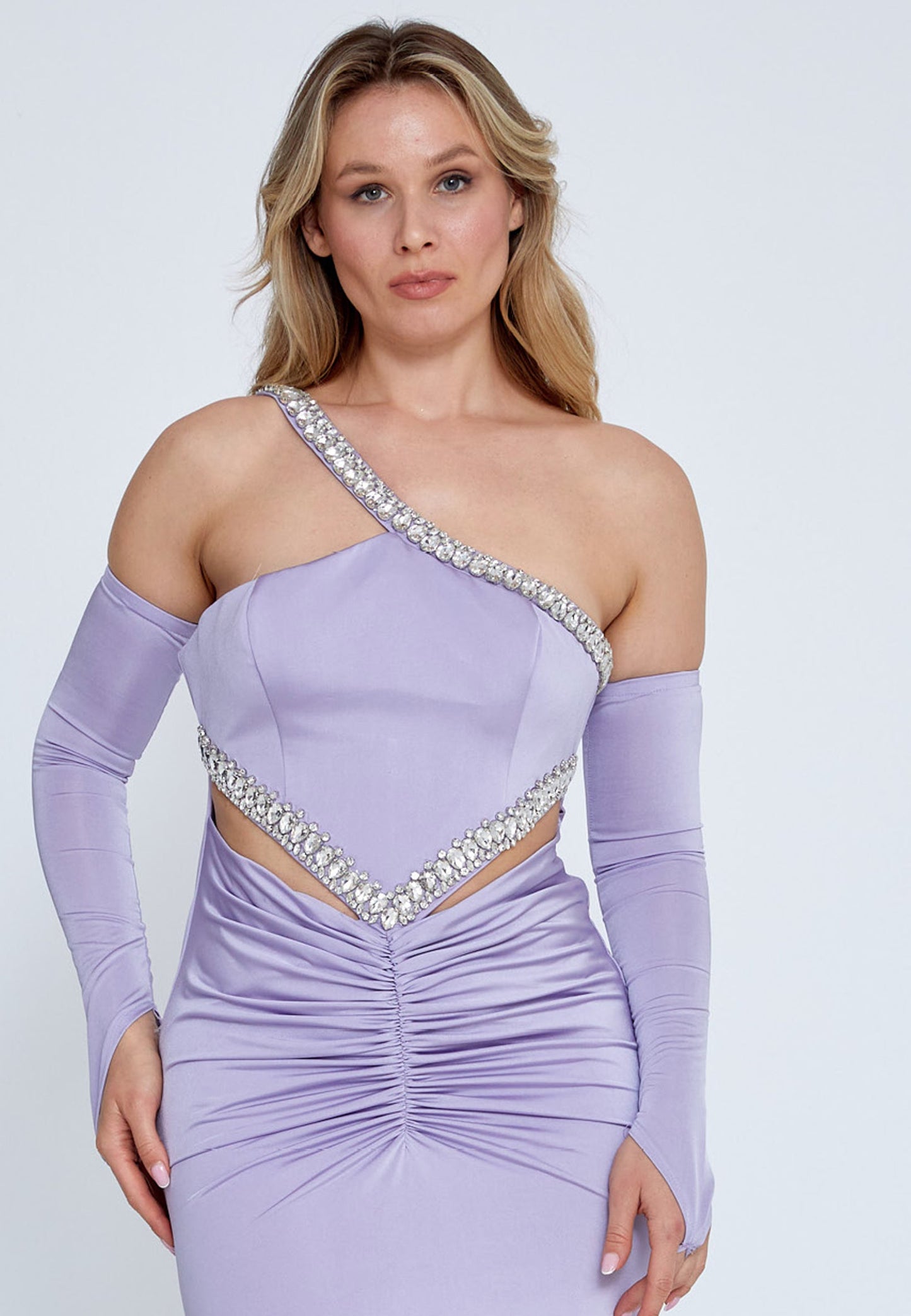 Off Shoulder Maxi Lycra Mermaid Plus Size Wedding Guest Dress Lilac - Unit Price: 94$