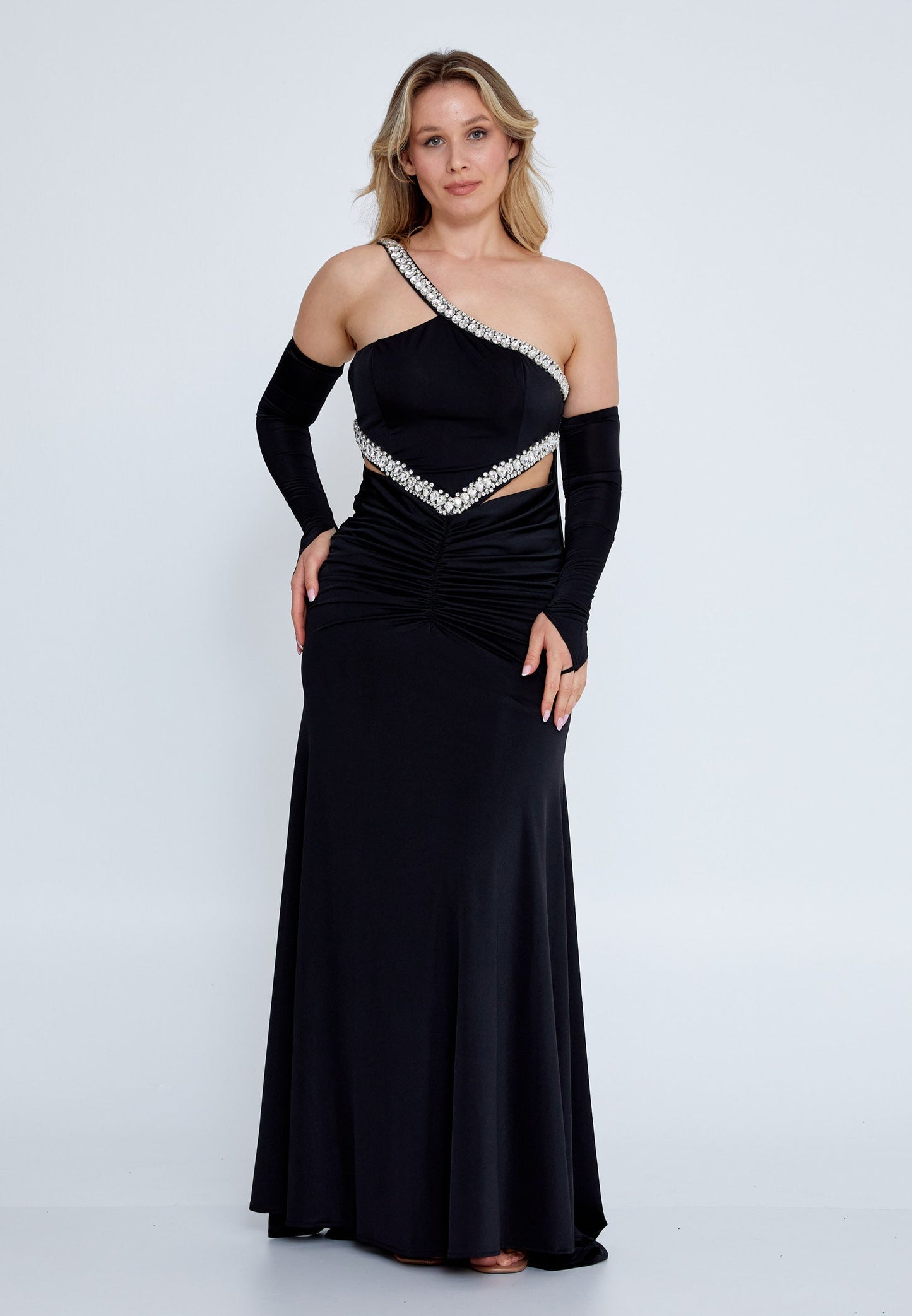 Off Shoulder Maxi Lycra Mermaid Plus Size Wedding Guest Dress Black - Unit Price: 94$