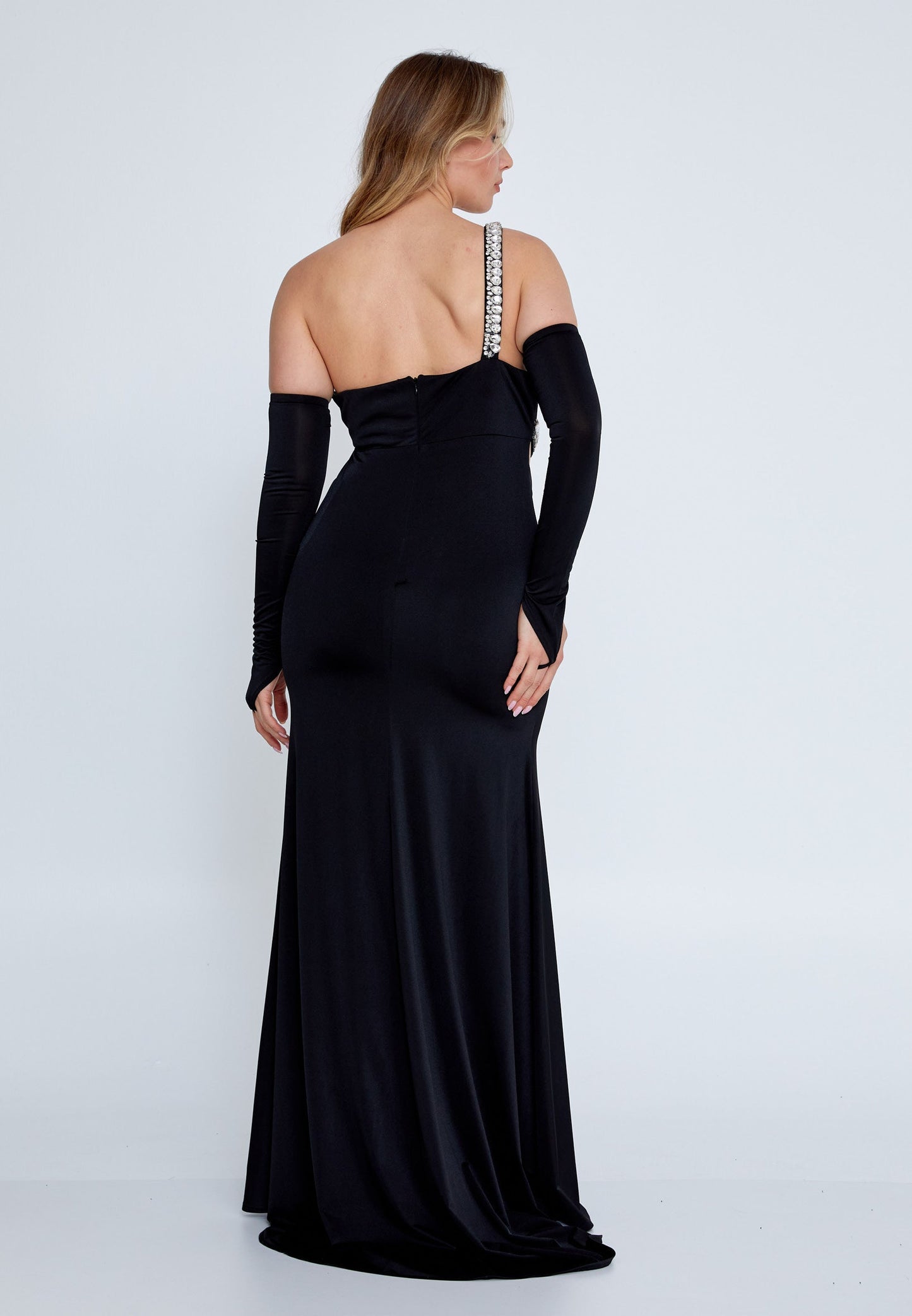 Off Shoulder Maxi Lycra Mermaid Plus Size Wedding Guest Dress Black - Unit Price: 94$