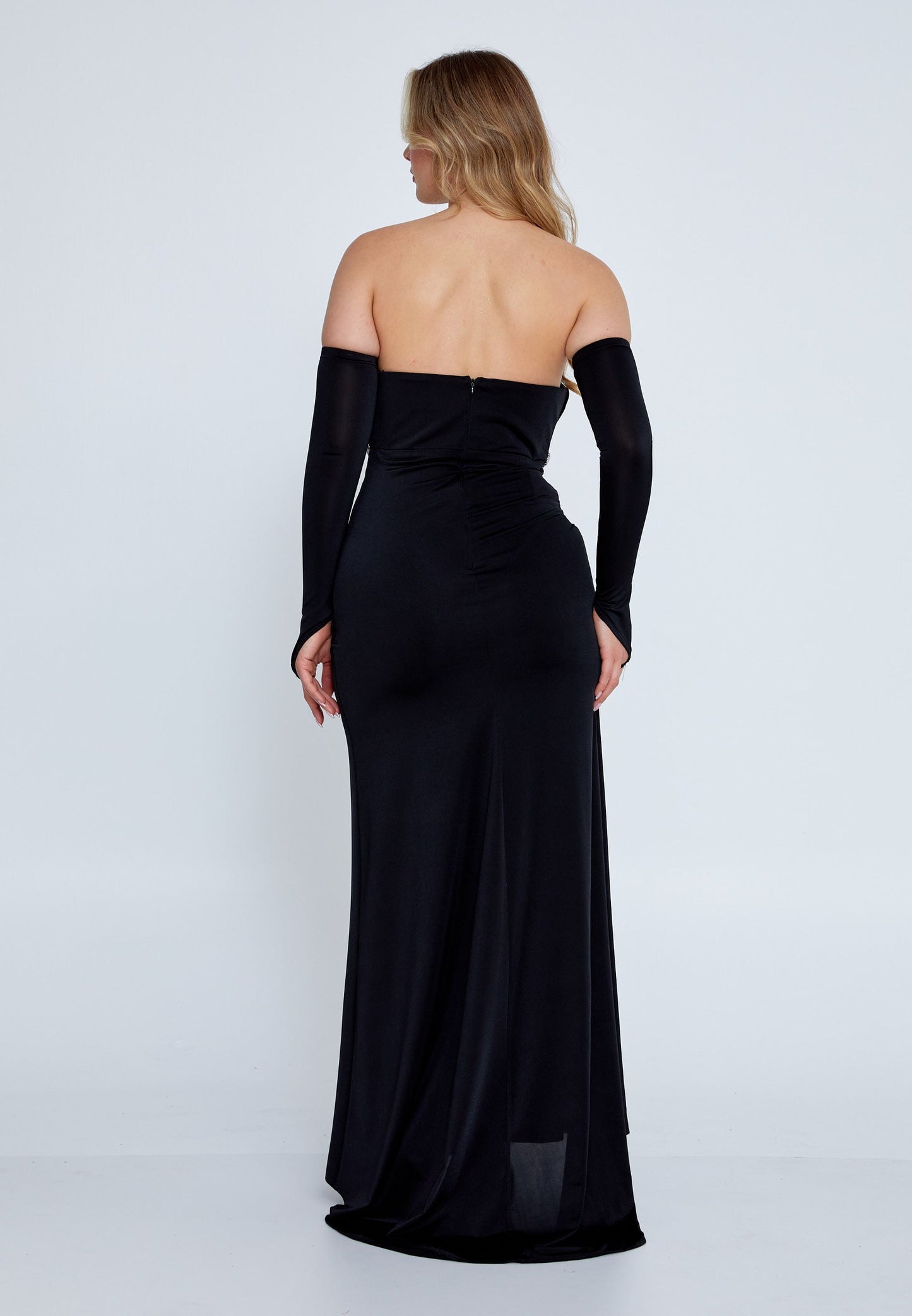 Off Shoulder Maxi Lycra Mermaid Plus Size Wedding Guest Dress Black - Unit Price: 74$