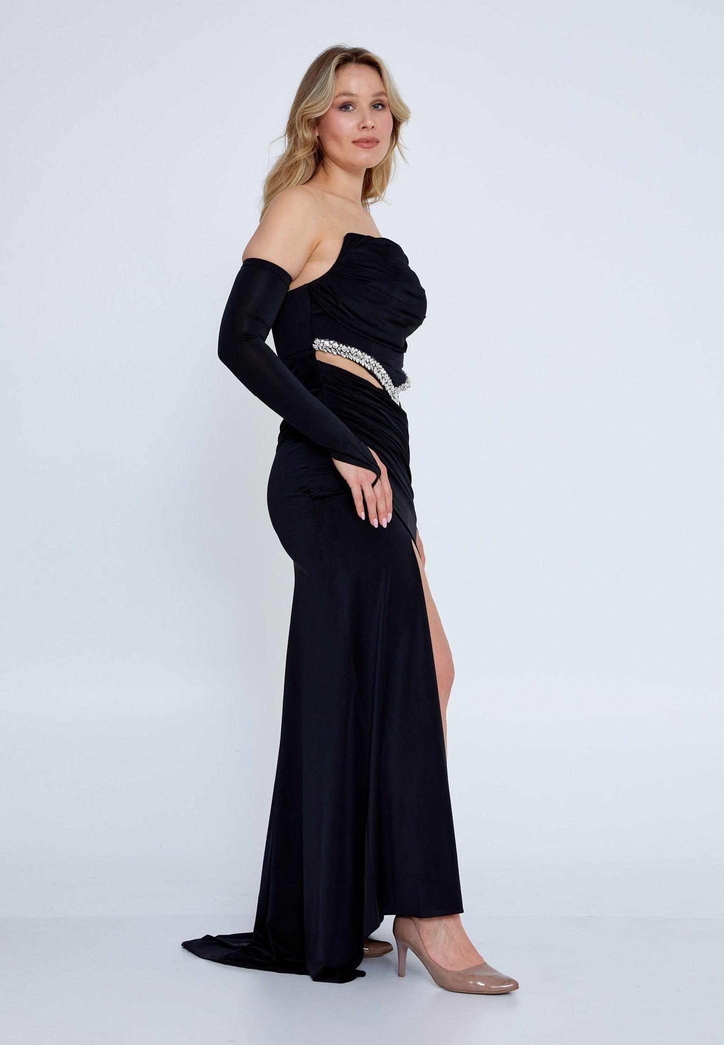 Off Shoulder Maxi Lycra Mermaid Plus Size Wedding Guest Dress Black - Unit Price: 74$