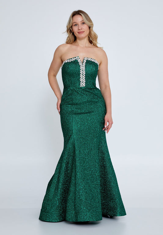 Strapless Maxi Polyester Mermaid Plus Size Wedding Guest Dress Emerald Green - Unit Price: 88$