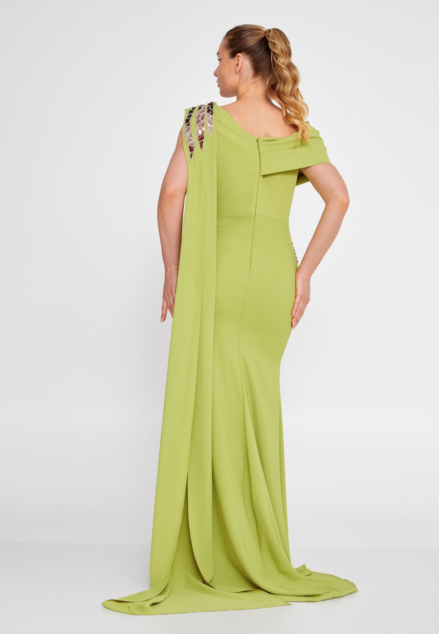 Sleeveless Maxi Viscose Mermaid Plus Size Wedding Guest Dress Green - Unit Price: 110$