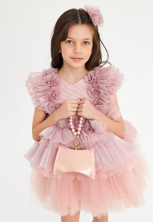 Baby Girl Sleeveless Tulle Solid Color A - Line 3 - 7 Ages Special Occasion Dress Pink - Unit Price:41$