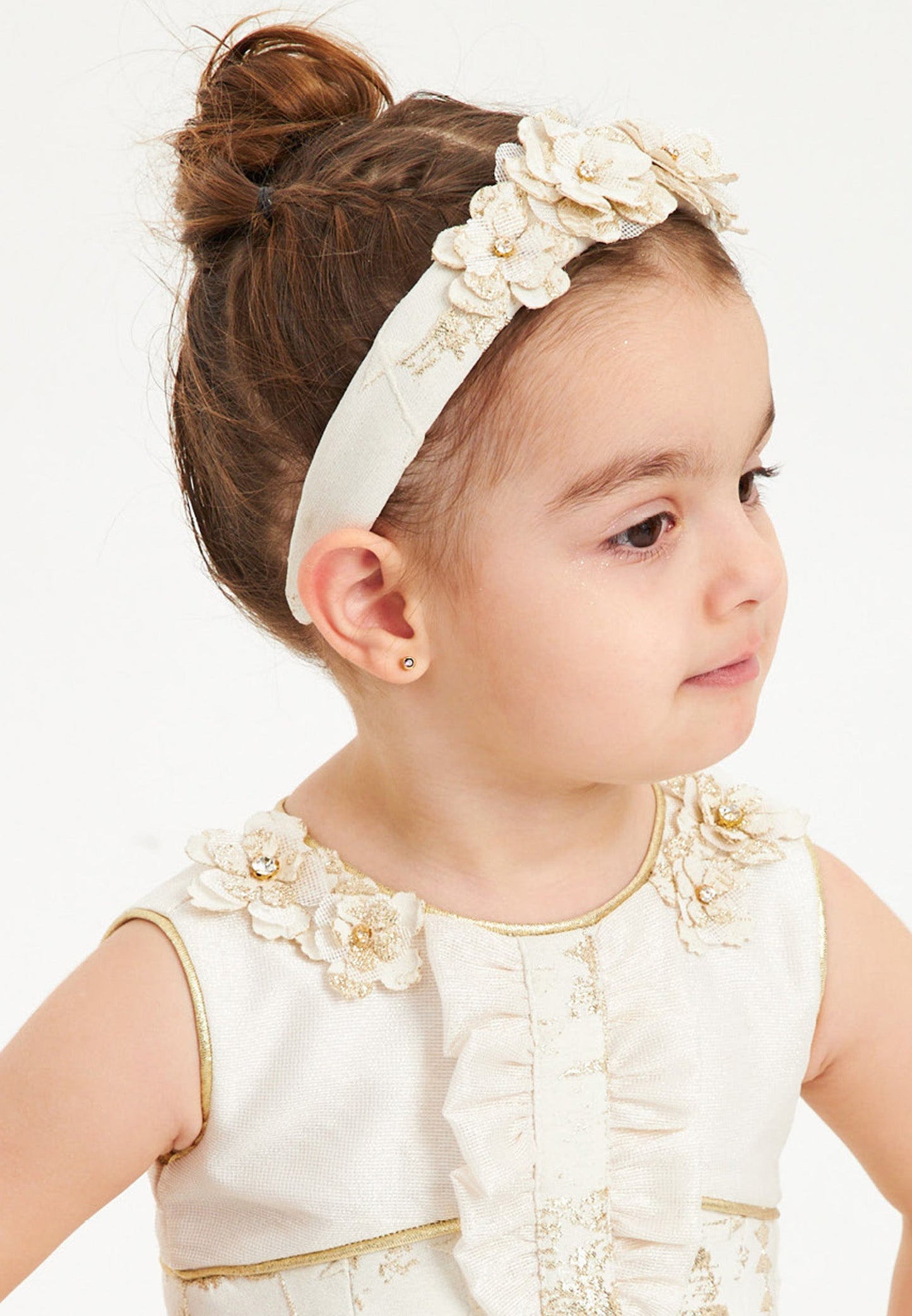 Baby Girl Sleeveless Polyester Patterned A - Line 2 - 6 Ages Special Occasion Dress Ecru - Unit Price: 36$