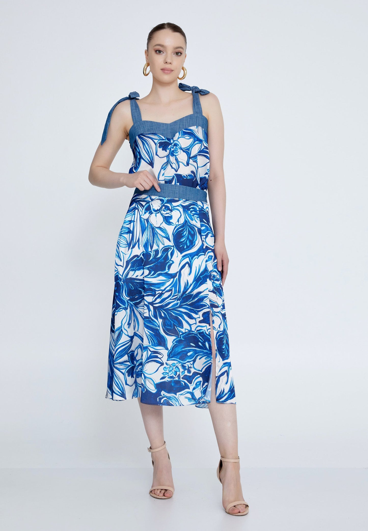 Midi Floral Regular Skirt Blue - Unit Price: 17$