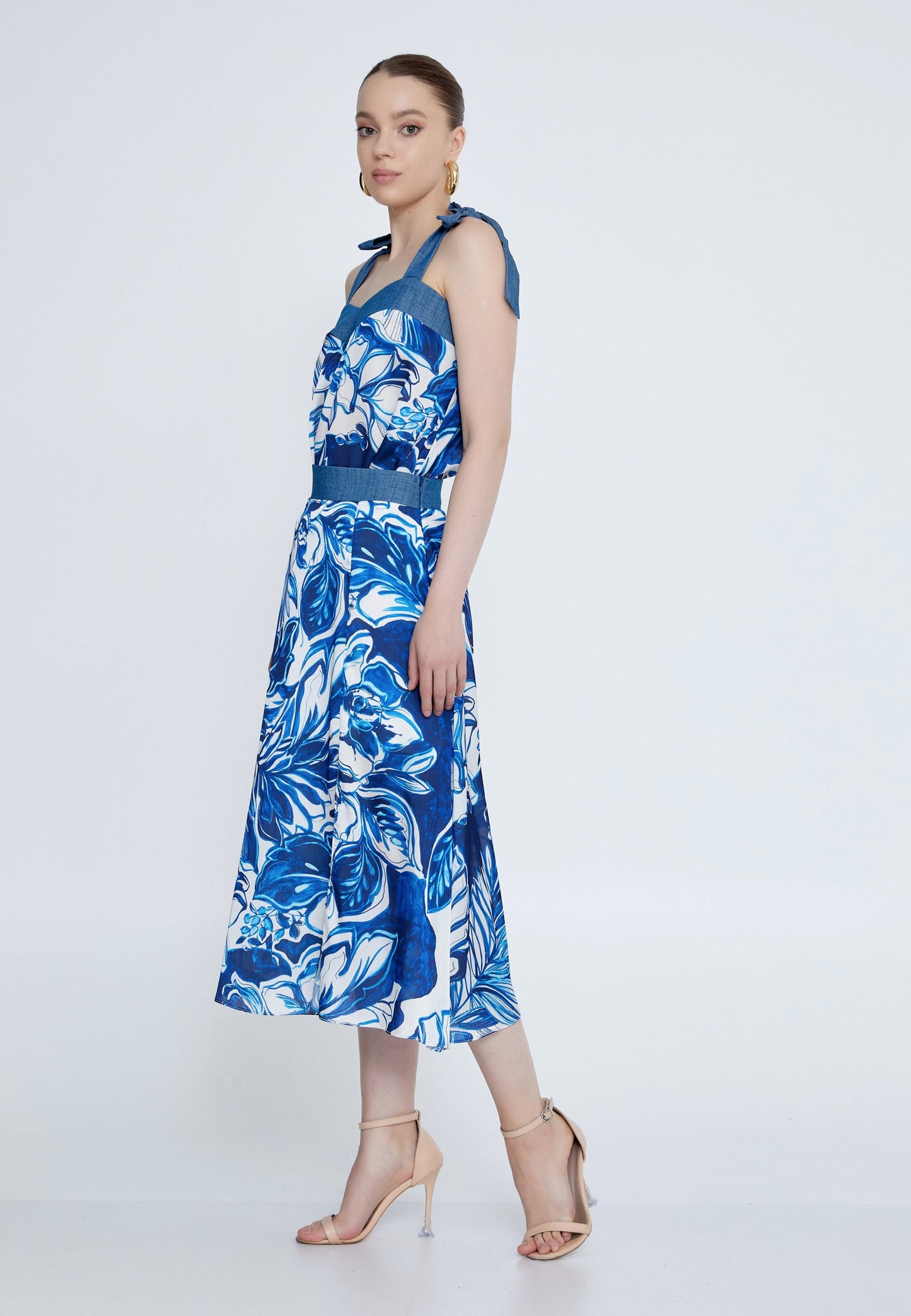 Midi Floral Regular Skirt Blue - Unit Price: 17$