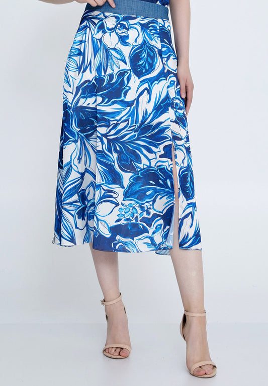 Midi Floral Regular Skirt Blue - Unit Price: 17$