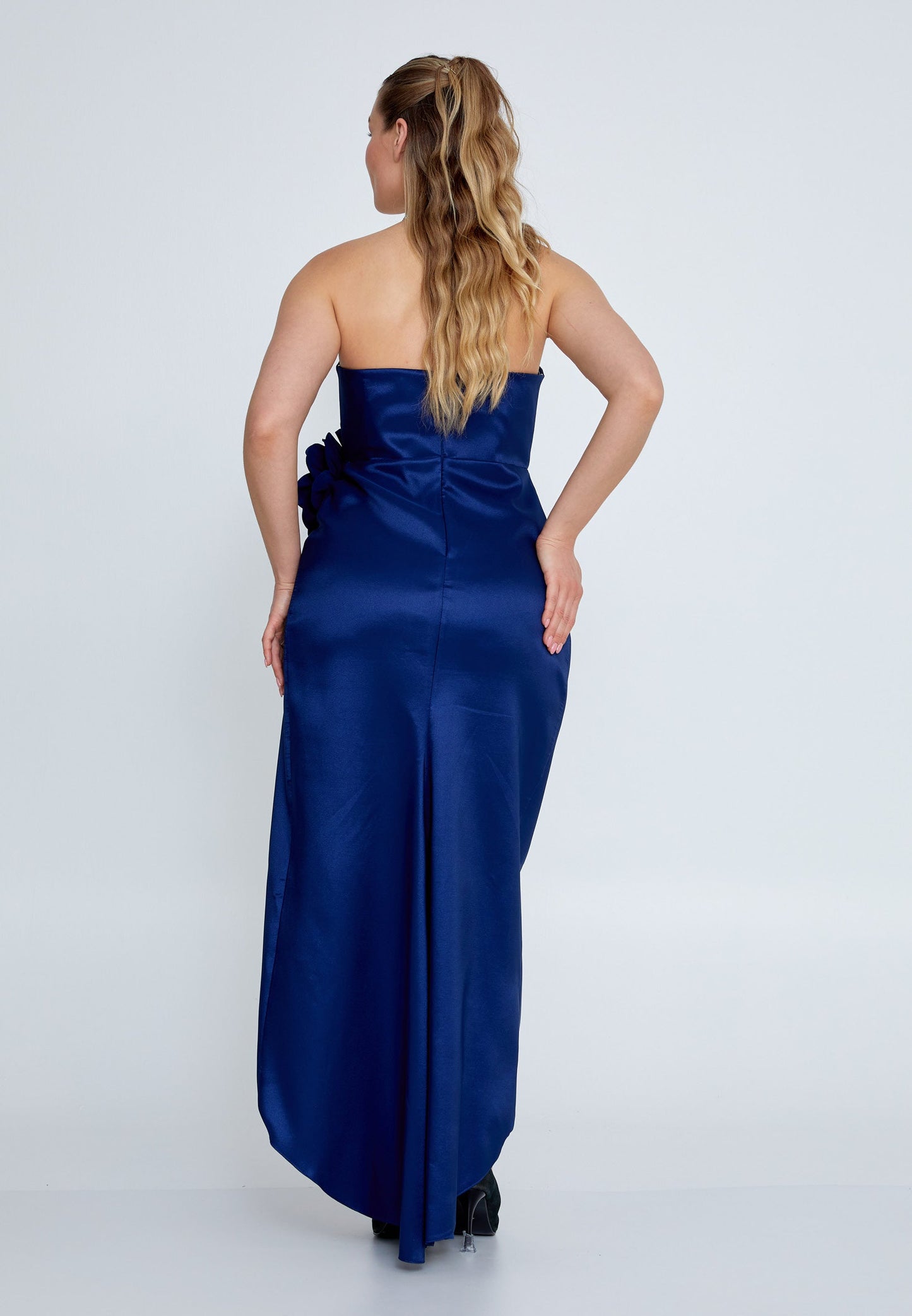 Strapless Maxi Tulle Column Plus Size Wedding Guest Dress Navy - Unit Price: 83$