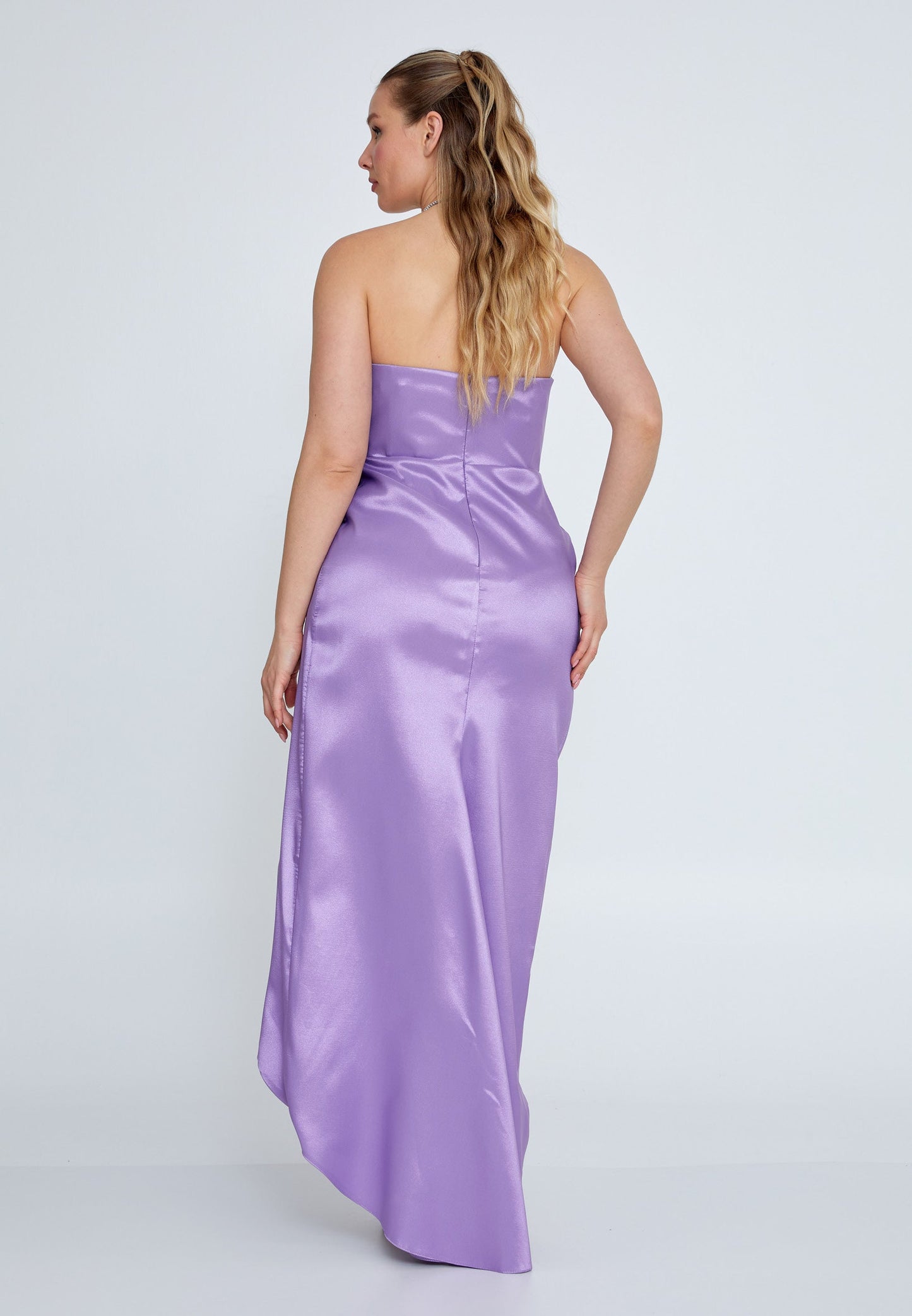 Strapless Maxi Tulle Column Plus Size Wedding Guest Dress Lilac - Unit Price: 83$