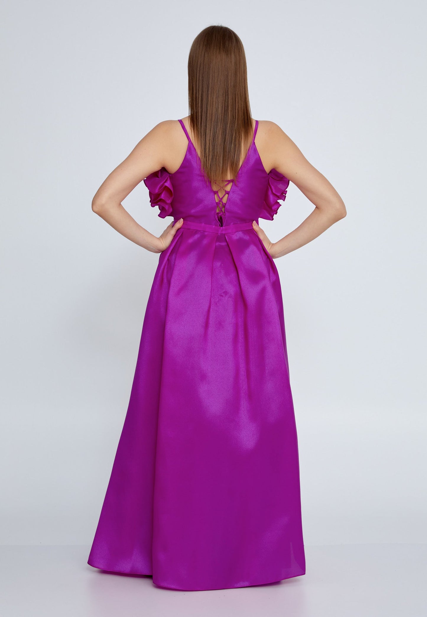 Sleeveless Maxi Tulle Column Plus Size Wedding Guest Dress Fuchsia - Unit Price: 112$