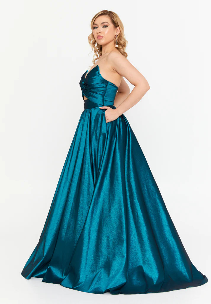 Strapless Maxi Polyester Column Regular Prom Dress Petrol Blue - Unit Price: 110$