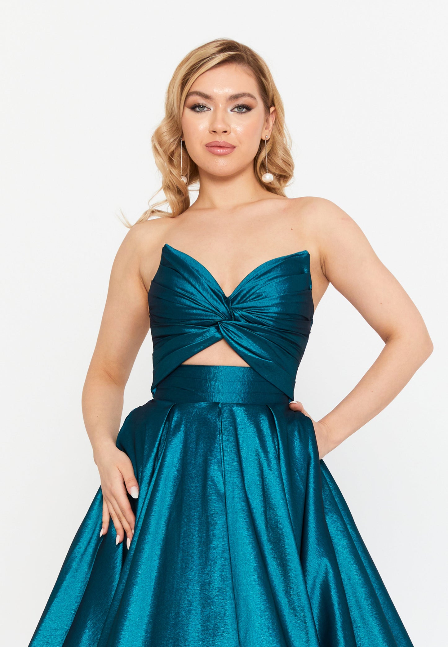 Strapless Maxi Polyester Column Regular Prom Dress Petrol Blue - Unit Price: 110$