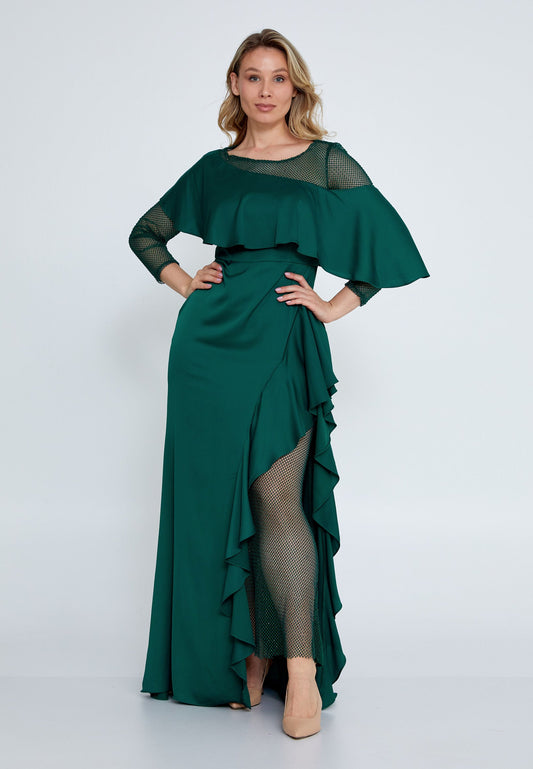 Long Sleeve Maxi Viscose Mermaid Plus Size Green Wedding Guest Dress Emerald Green - Unit Price: 57$