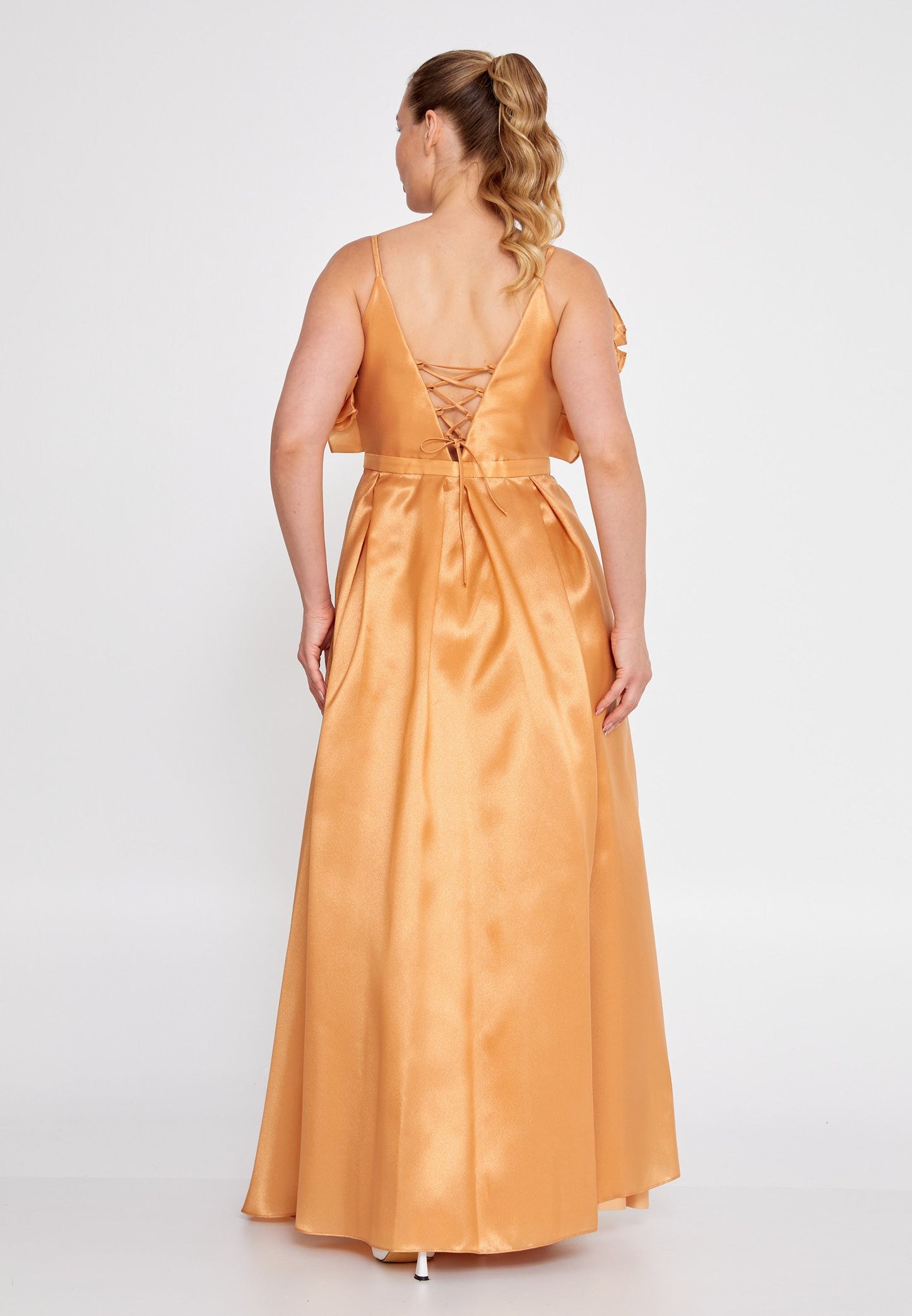 Sleeveless Maxi Tulle Column Plus Size Wedding Guest Dress Brown - Unit Price: 112$