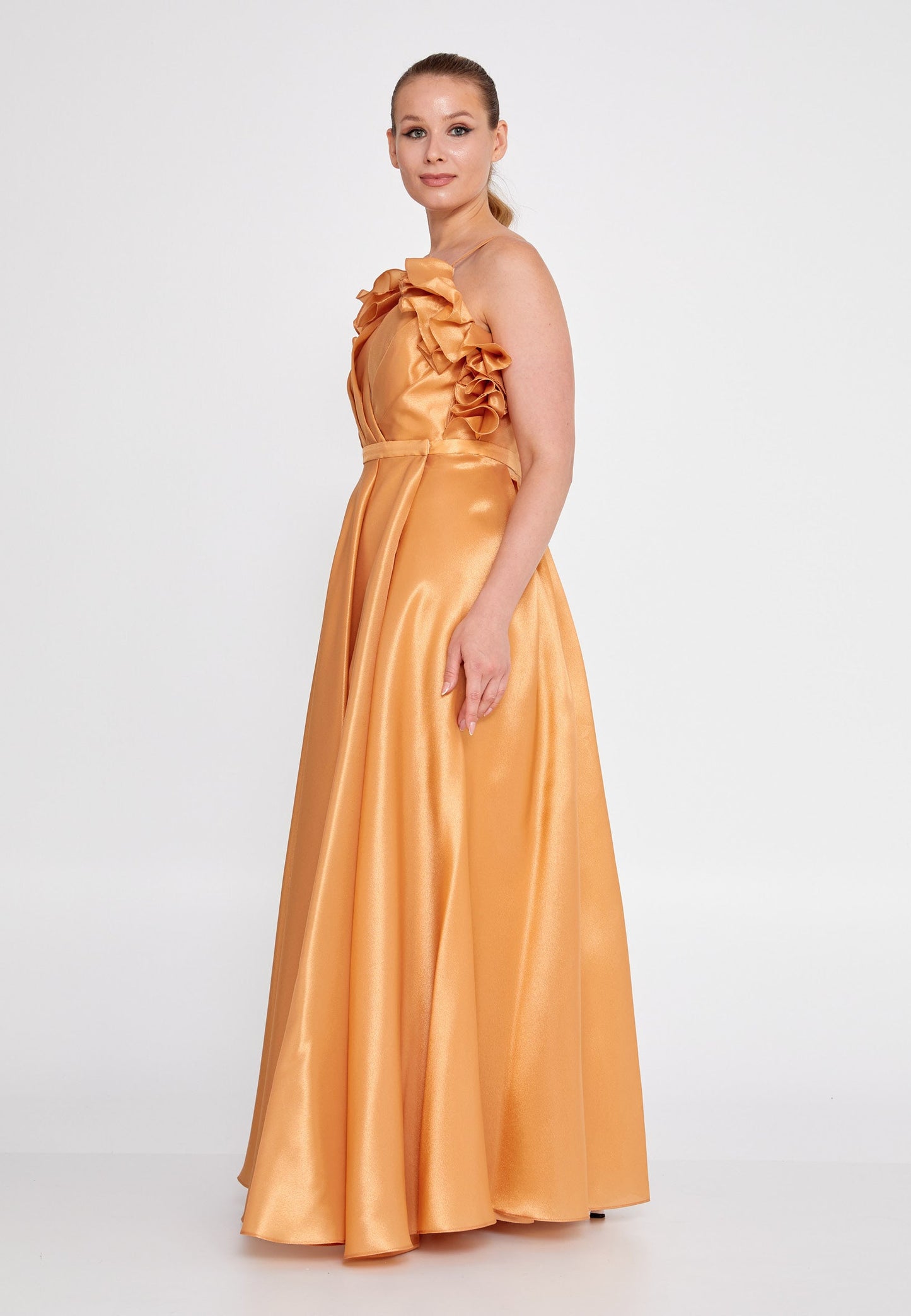 Sleeveless Maxi Tulle Column Plus Size Wedding Guest Dress Brown - Unit Price: 112$