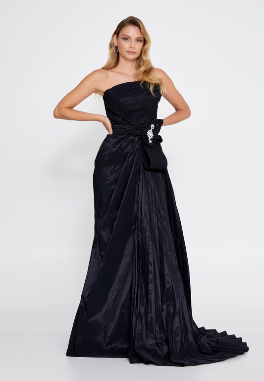 Strapless Maxi Polyester Column Regular Prom Dress Black - Unit Price: 155$