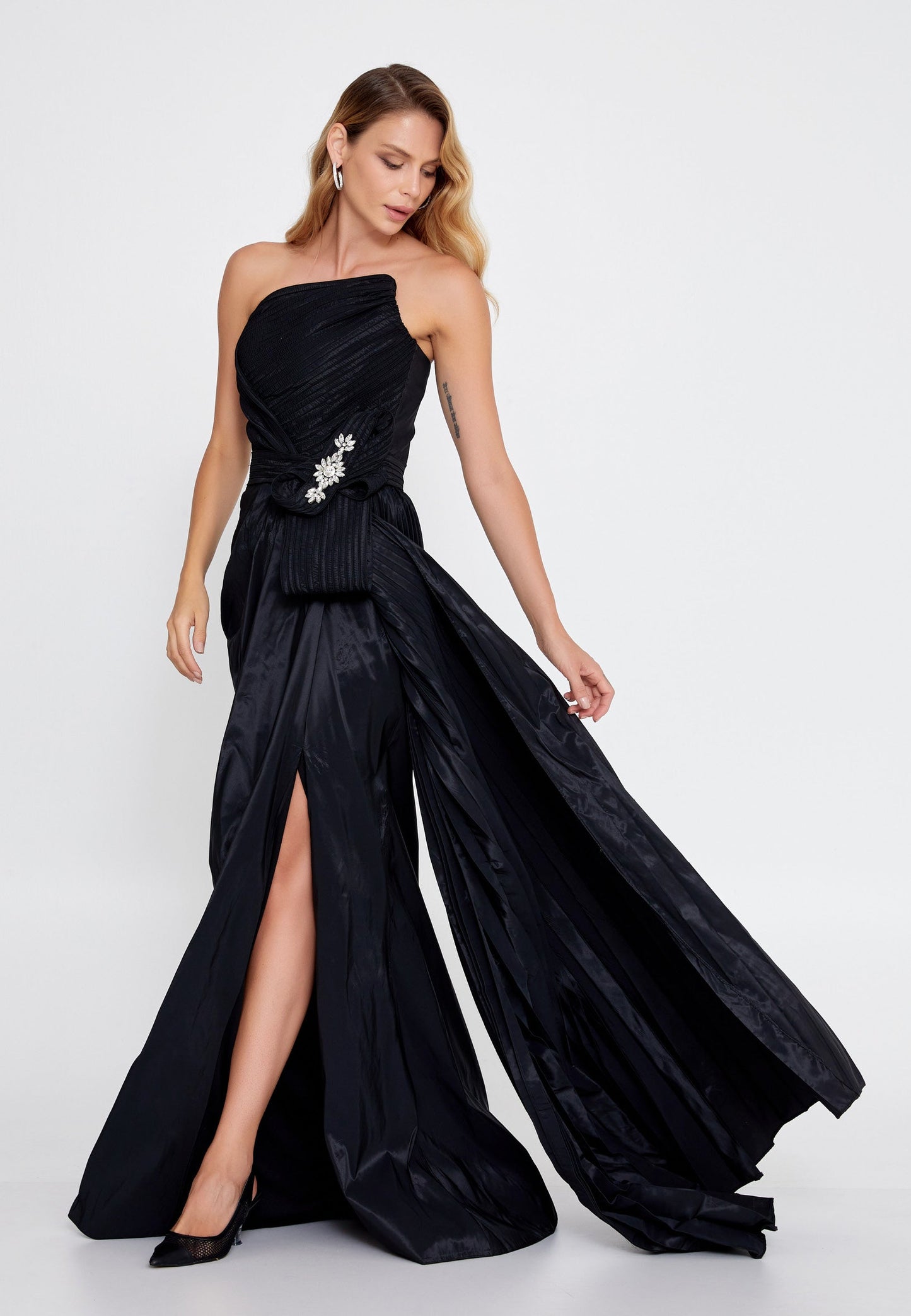 Strapless Maxi Polyester Column Regular Prom Dress Black - Unit Price: 155$