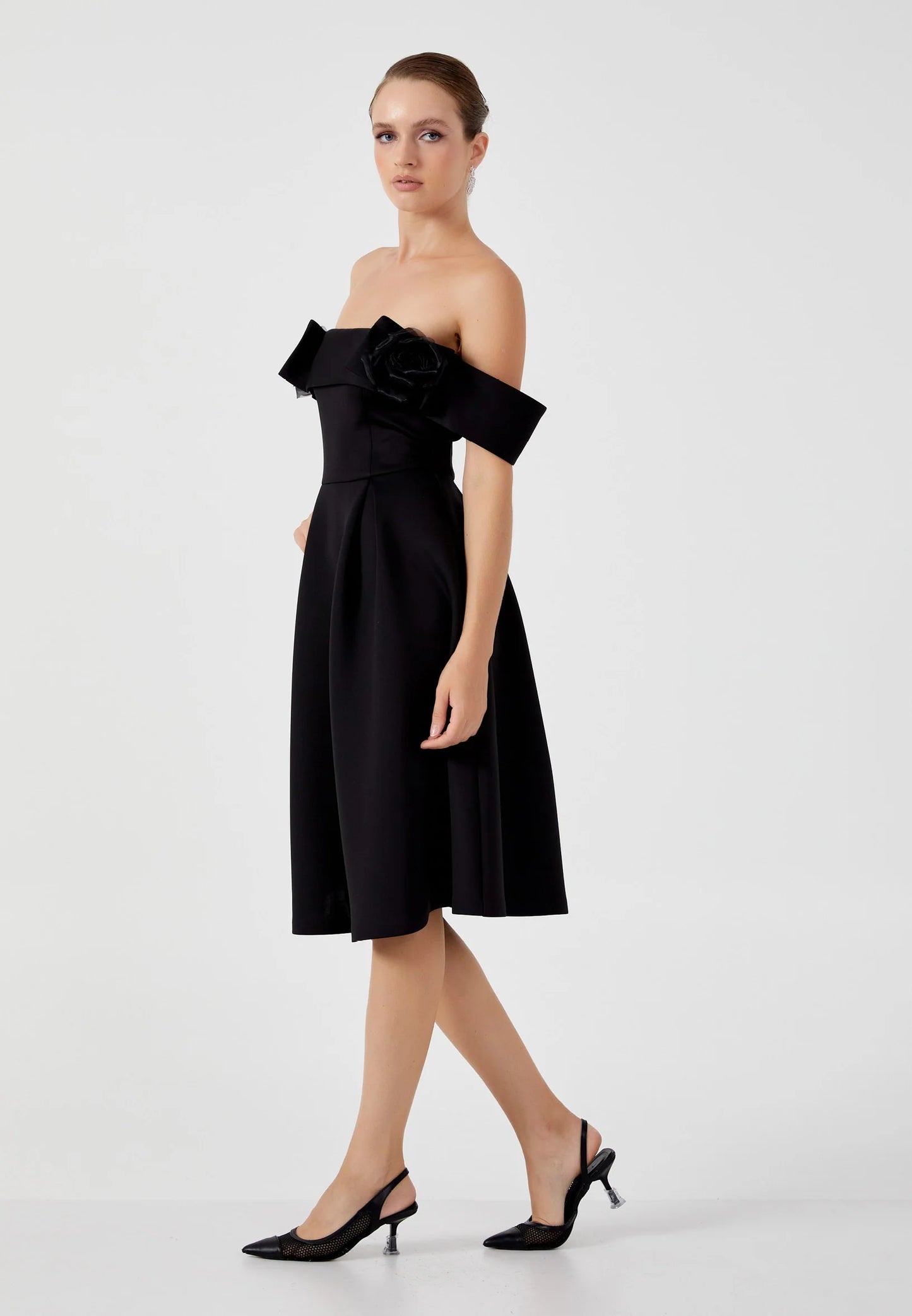 Off Shoulder Midi Cotton Column Regular Evening Dress Unit Price: $48.00