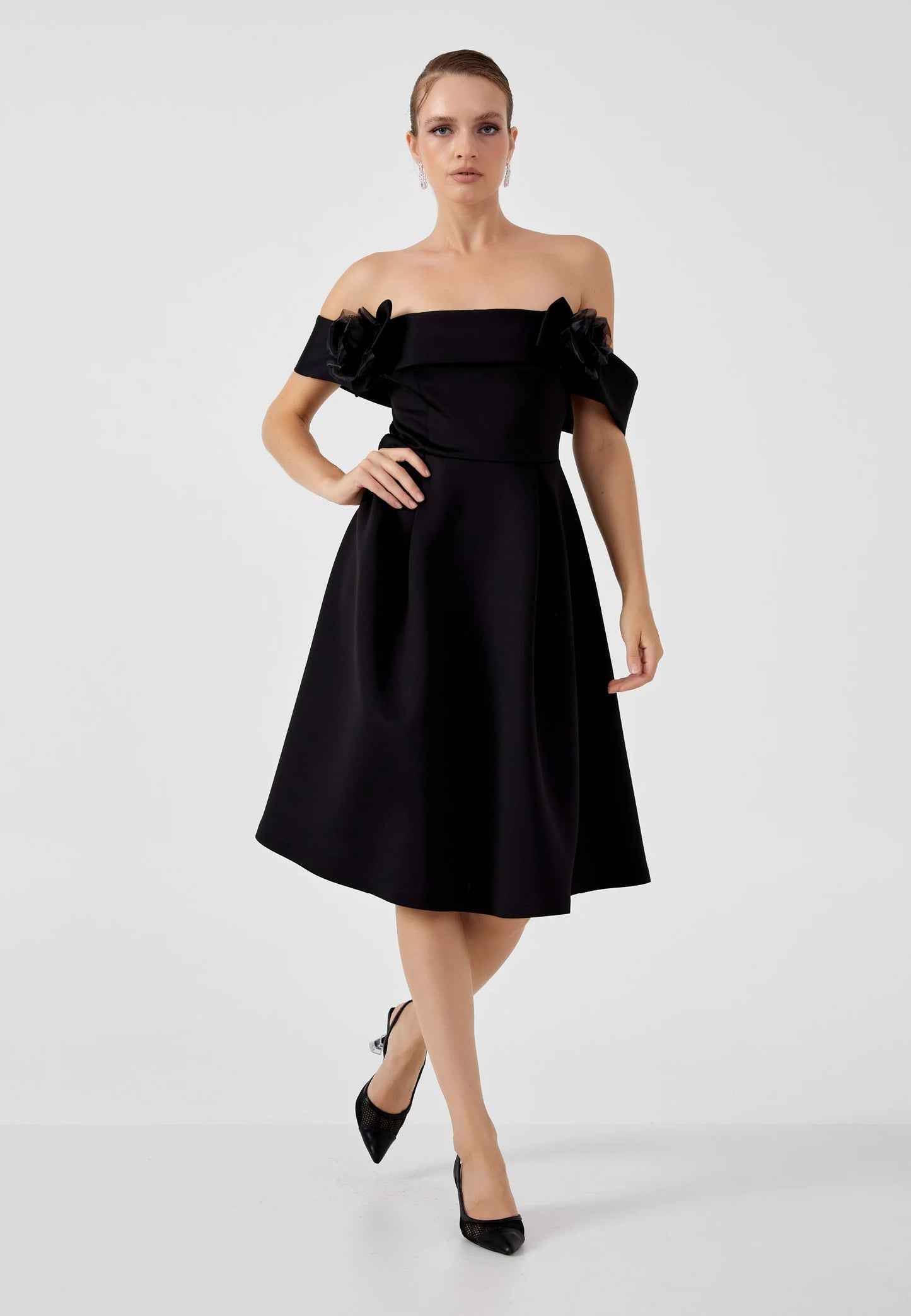 Off Shoulder Midi Cotton Column Regular Evening Dress Unit Price: $48.00